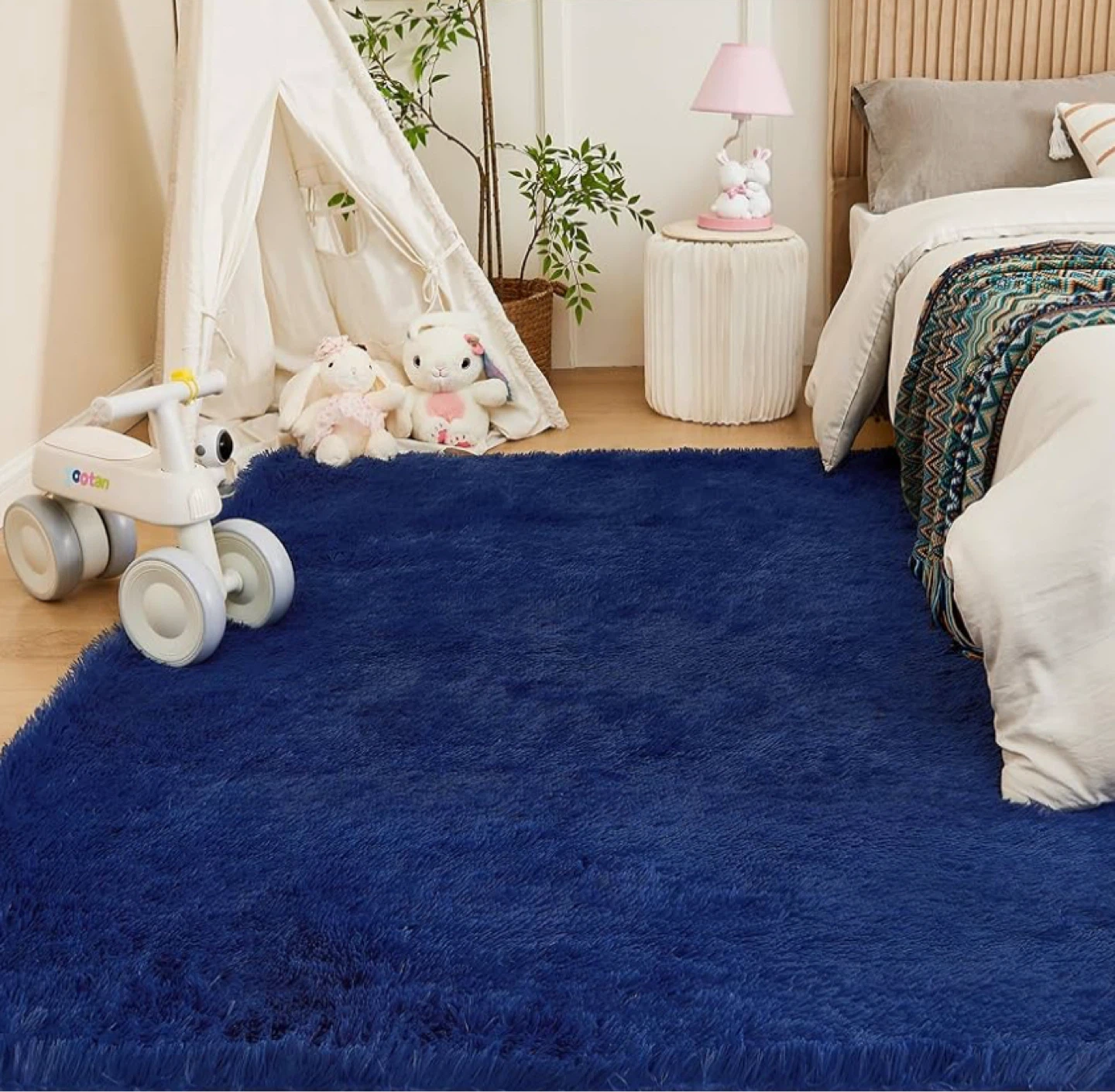 Plush Shag Area Rug - Navy Blue 6x9 - photo 5