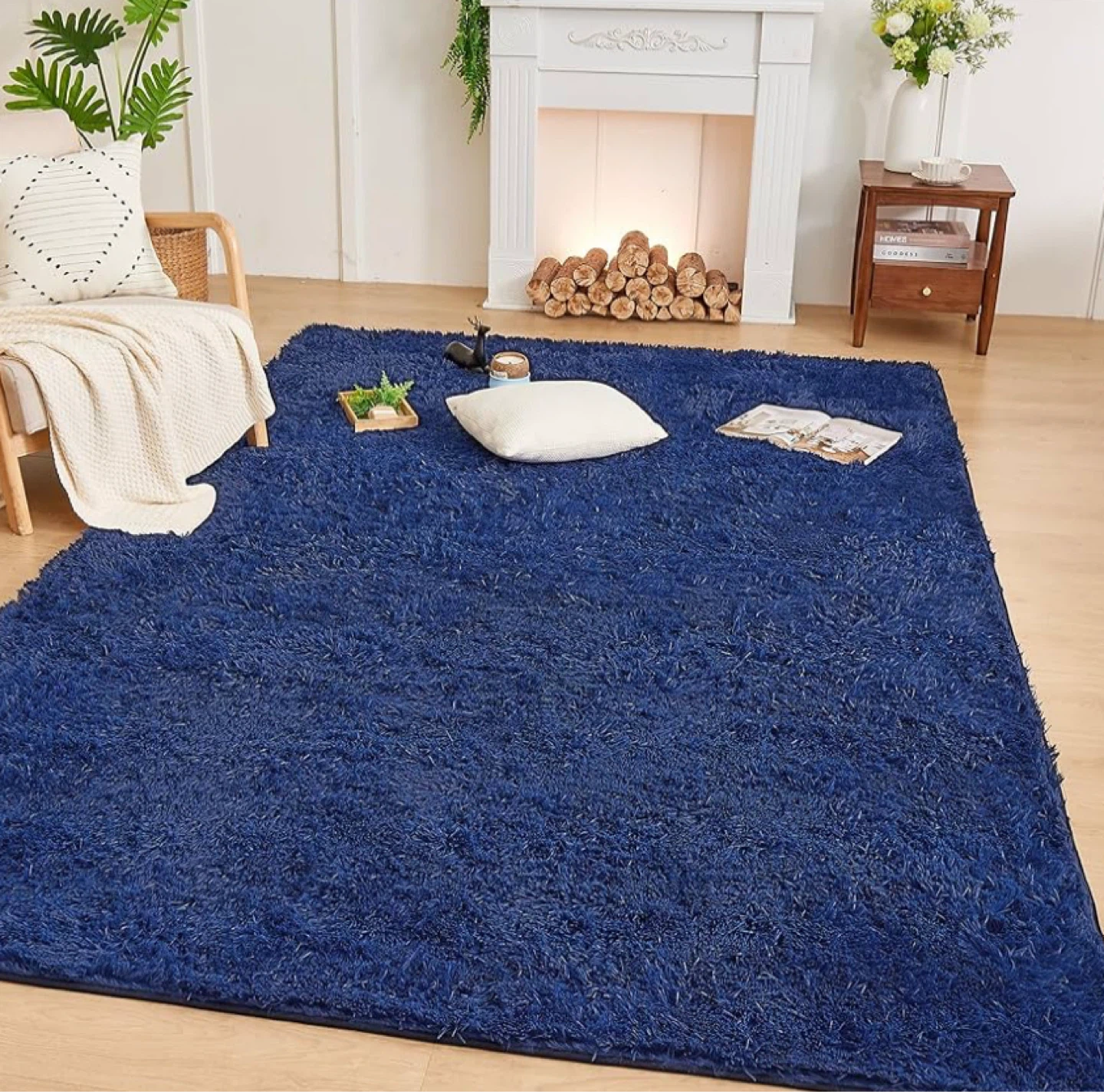 Plush Shag Area Rug - Navy Blue 6x9 - photo 2