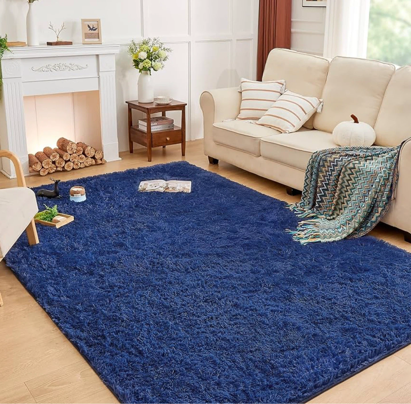 Plush Shag Area Rug - Navy Blue 6x9 - photo 3