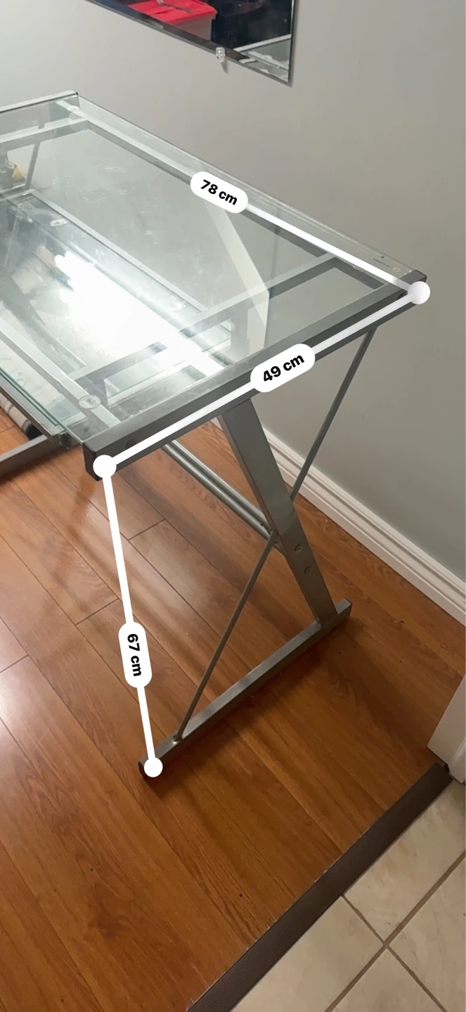 Glass top desk with pull-out keyboard tray - photo 3