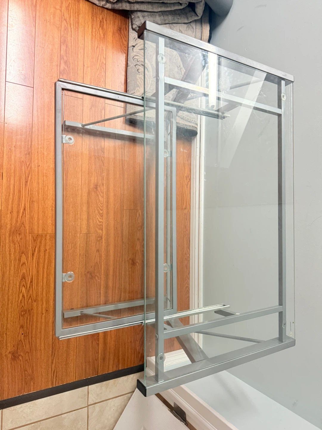 Glass top desk with pull-out keyboard tray