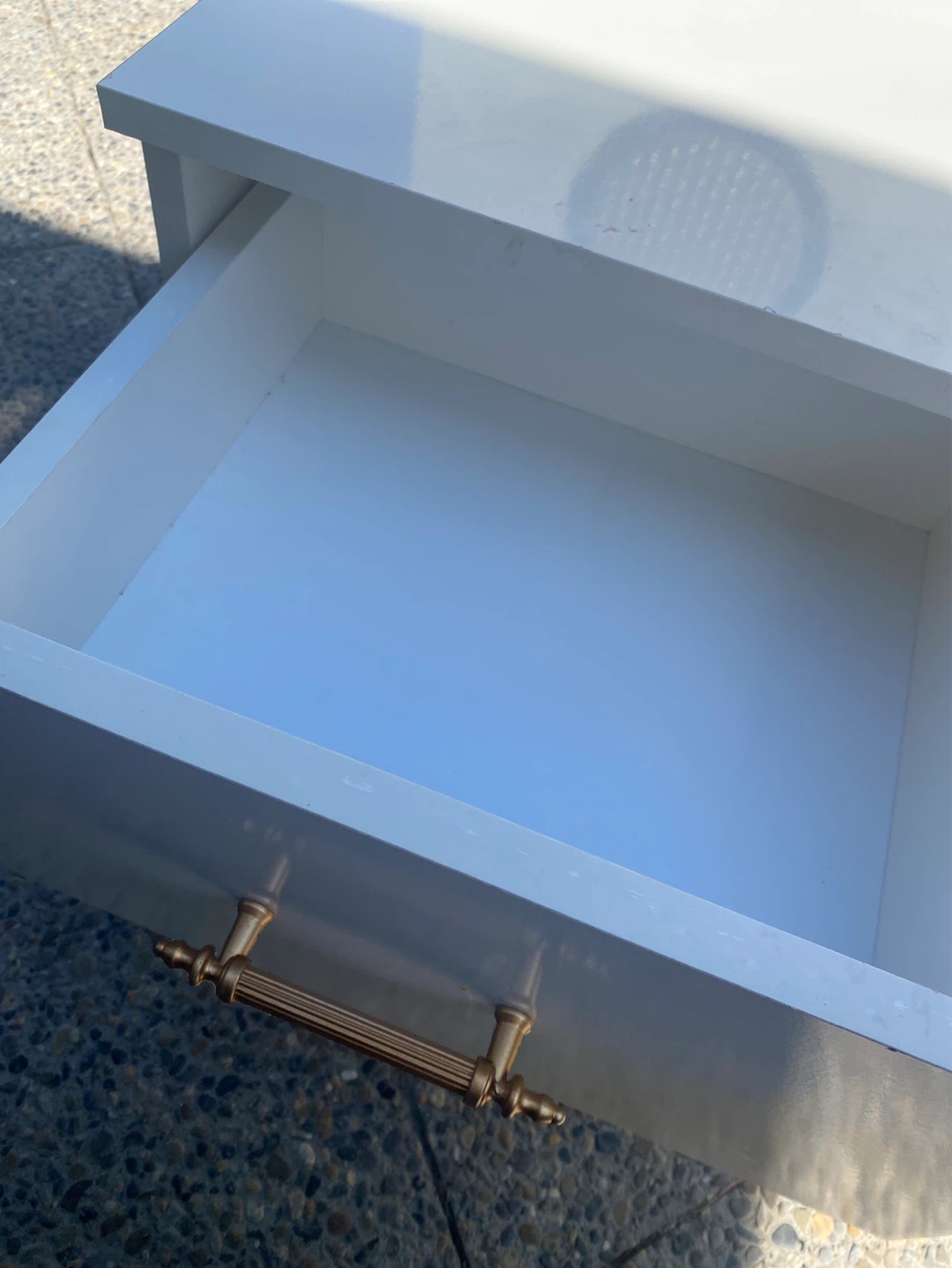 White Nightstand with Gold Handle (Pair) - photo 2