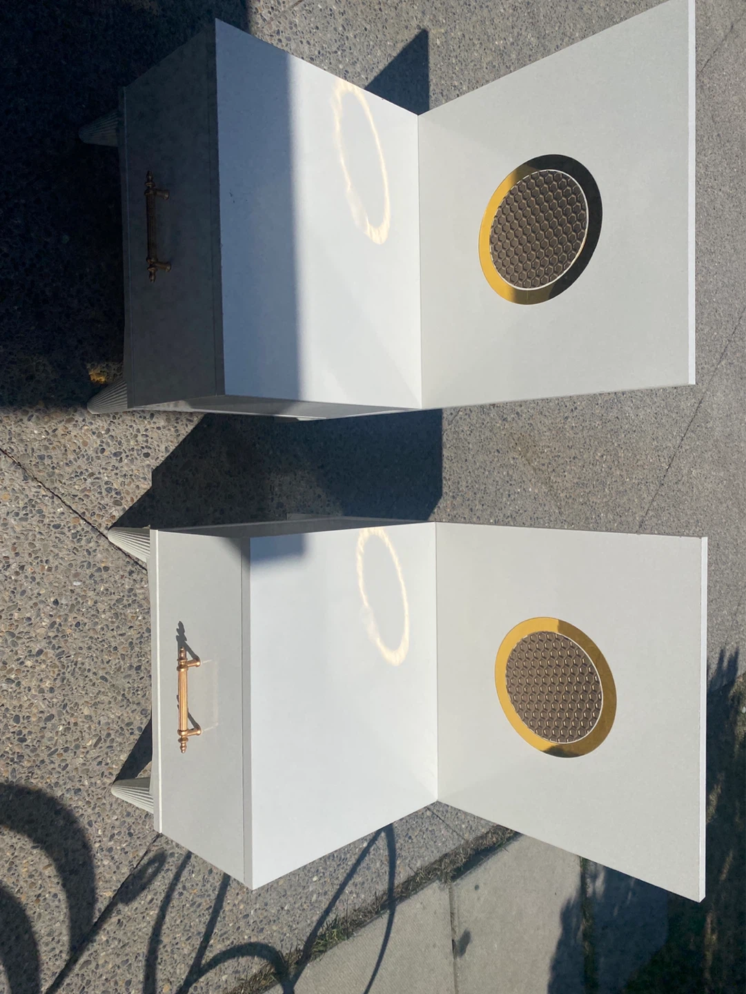 White Nightstand with Gold Handle (Pair)