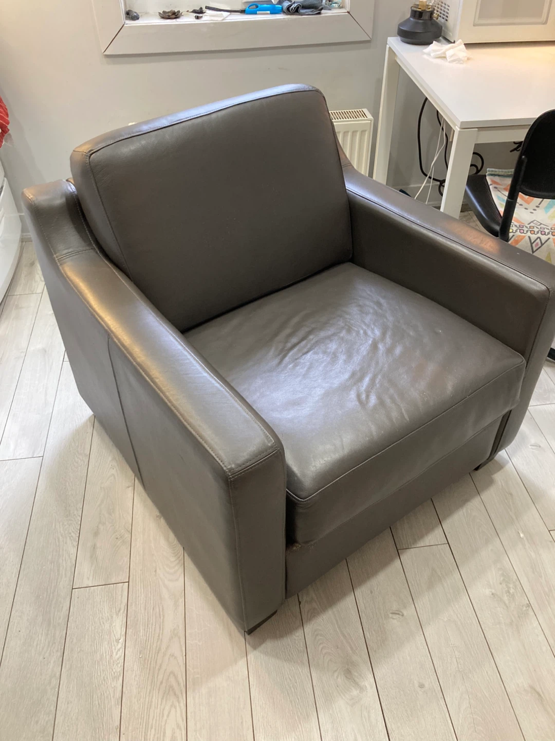 Grey Leather Armchair