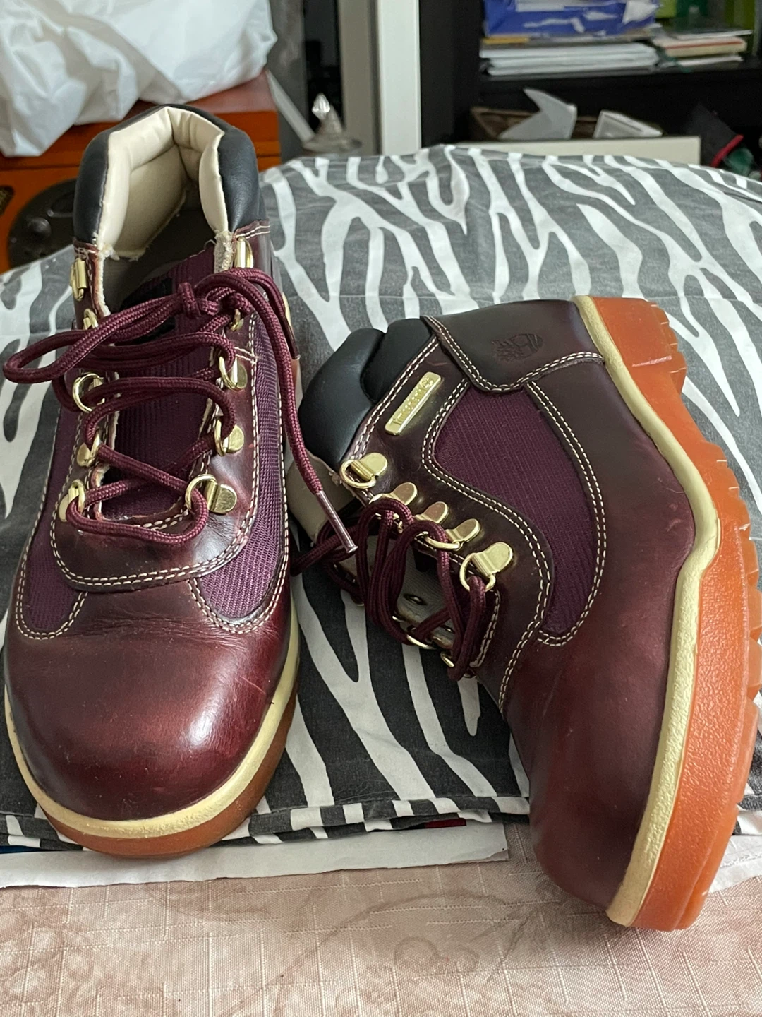 Timberland Burgundy Leather Hiking Boots Women's Size 7