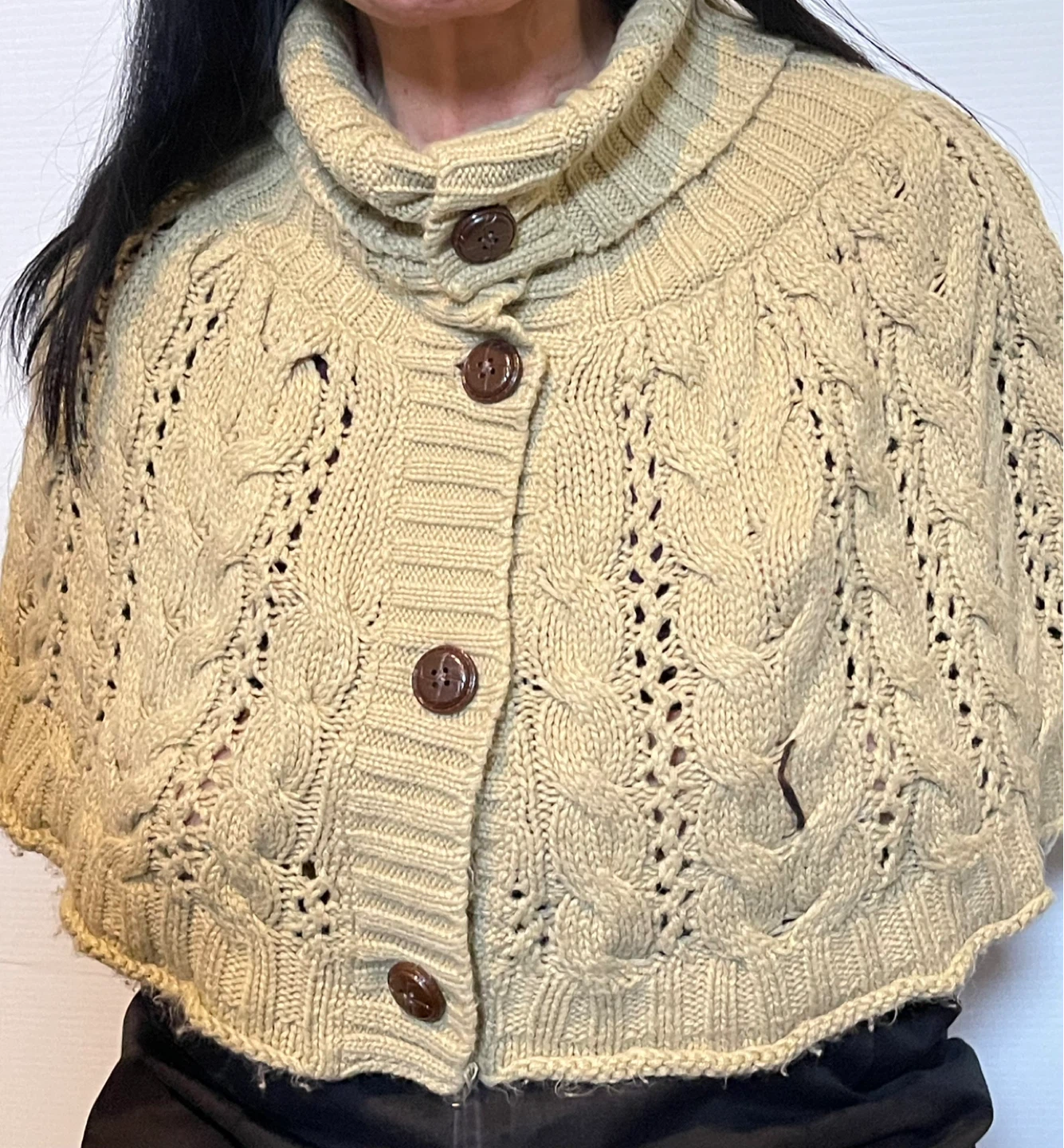 Luxa Cable Knit Poncho Sweater