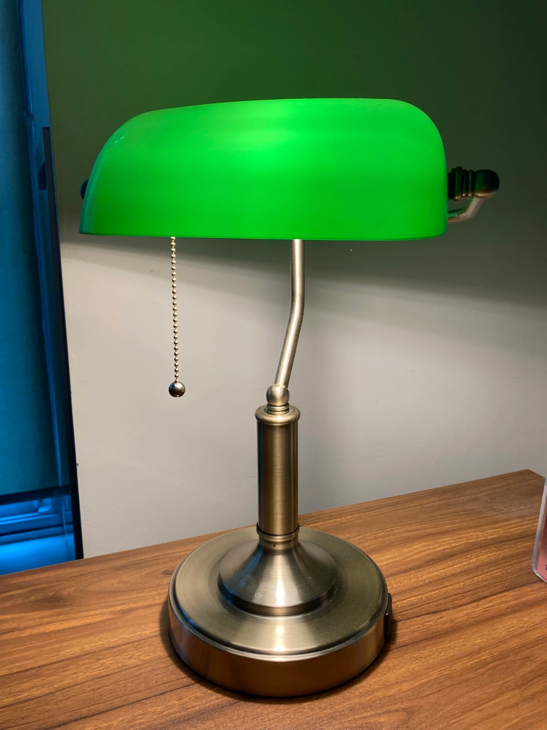 Vintage Style Banker's Desk Lamp - Green Glass Shade
