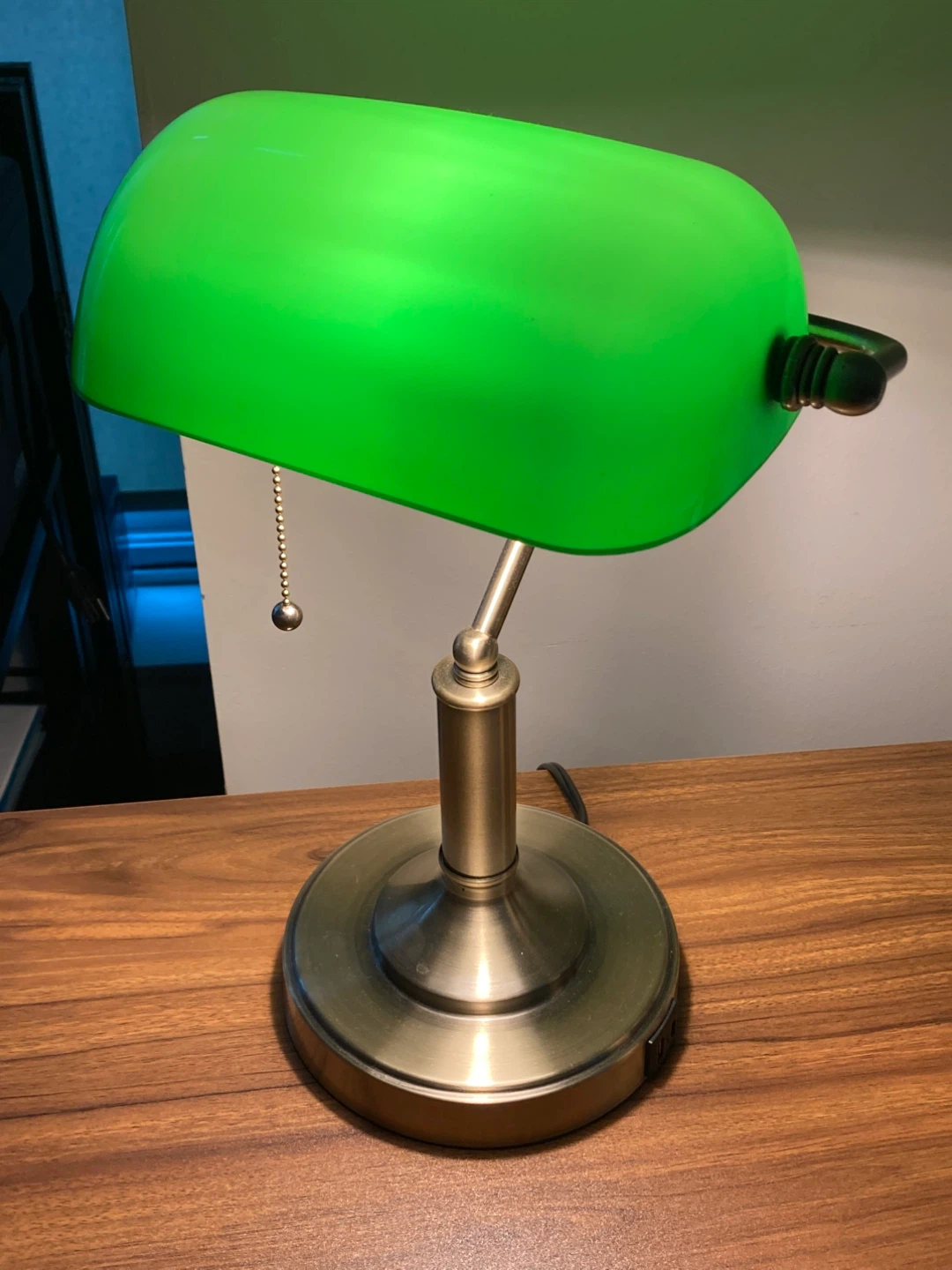 Vintage Style Banker's Desk Lamp - Green Glass Shade - photo 2