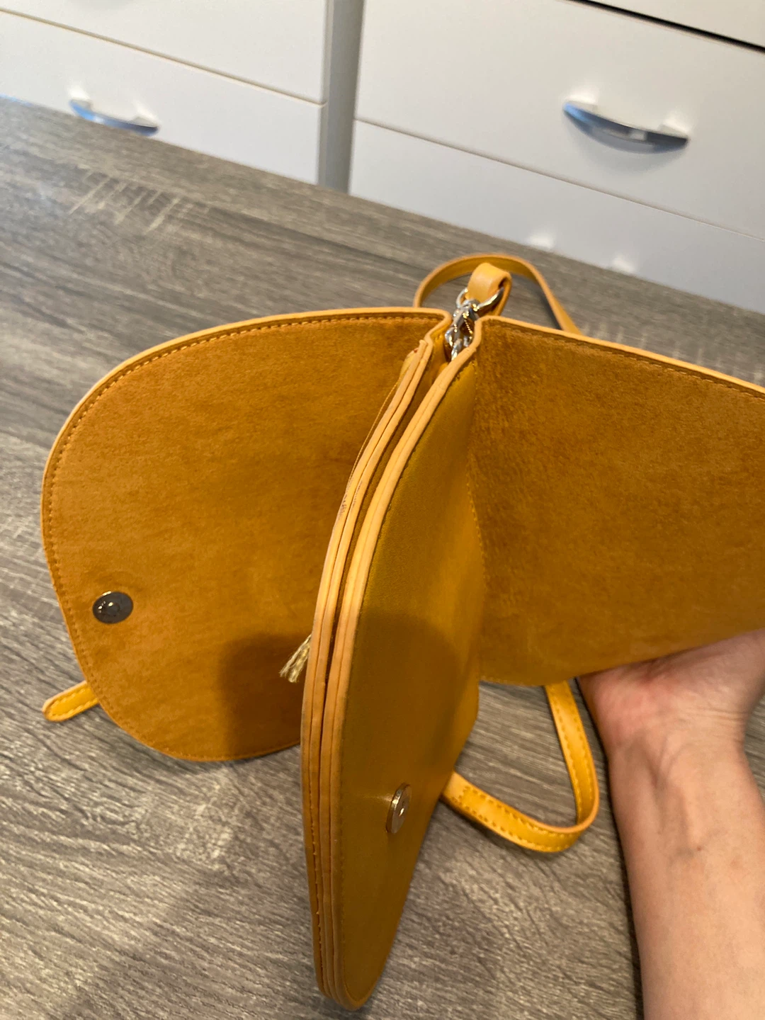 Yellow Faux Leather Crossbody Bag with Metal Ring Detail - photo 4