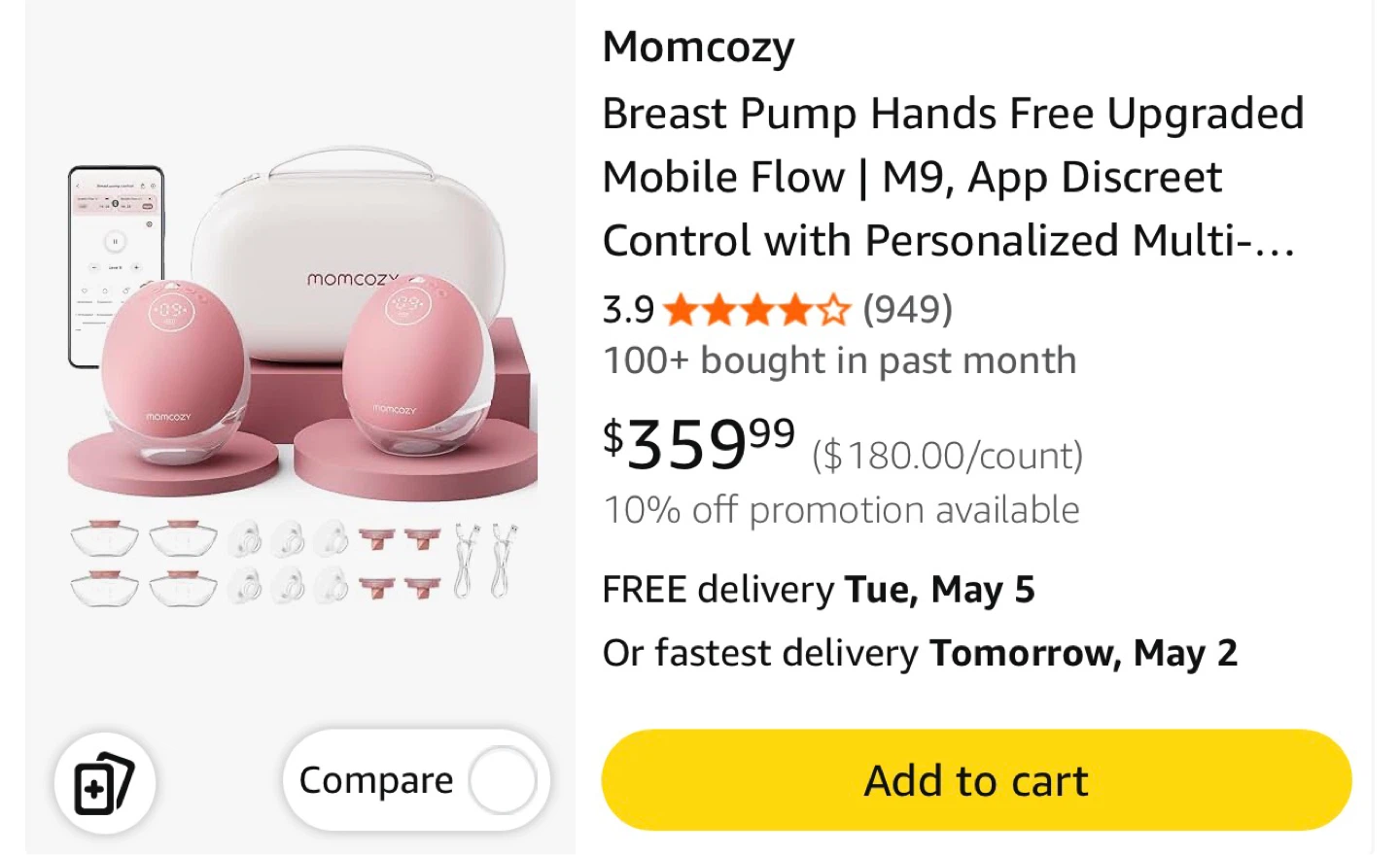 Momcozy M9 Sealed Box Mobile Flow Breast Pump - photo 2