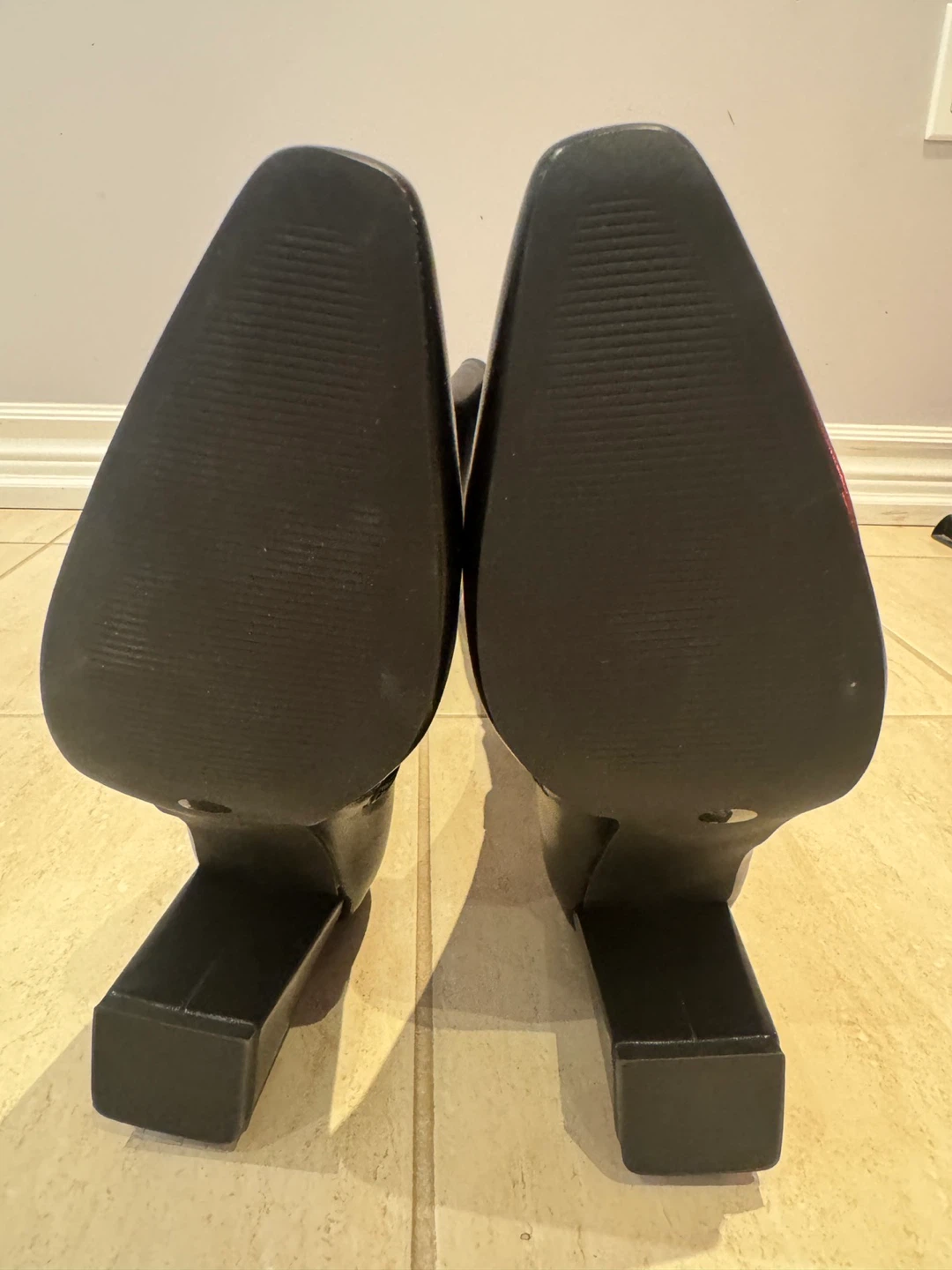 Black Faux Leather Square Toe Heeled Boots - photo 5