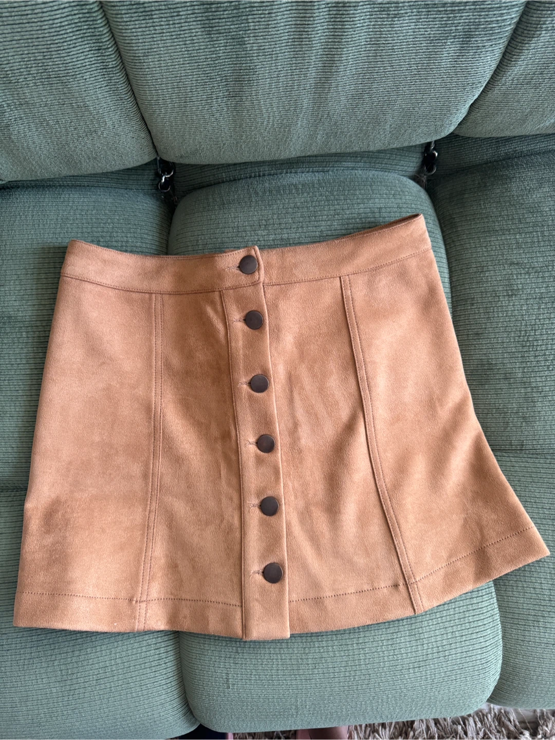 Forever 21 Brown Suede Button-Front A-Line Skirt