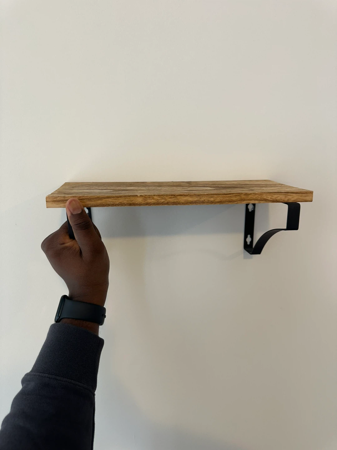 Wooden Floating Shelves with Black Brackets (Set of 3) - photo 2