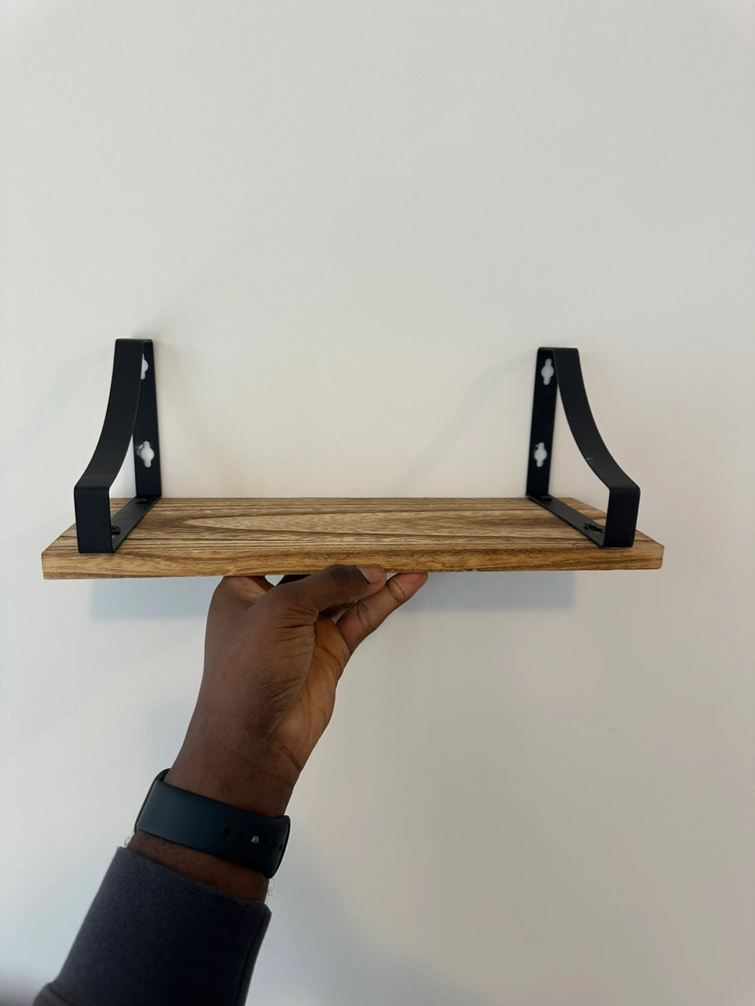 Wooden Floating Shelves with Black Brackets (Set of 3)