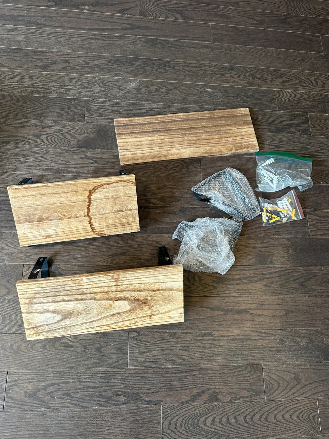 Wooden Floating Shelves with Black Brackets (Set of 3) - photo 3