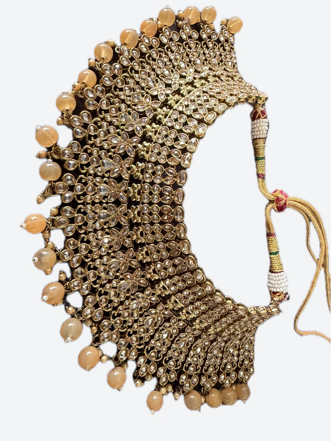 Gold-tone Indian Necklace Set with Earrings and Tikka - photo 3