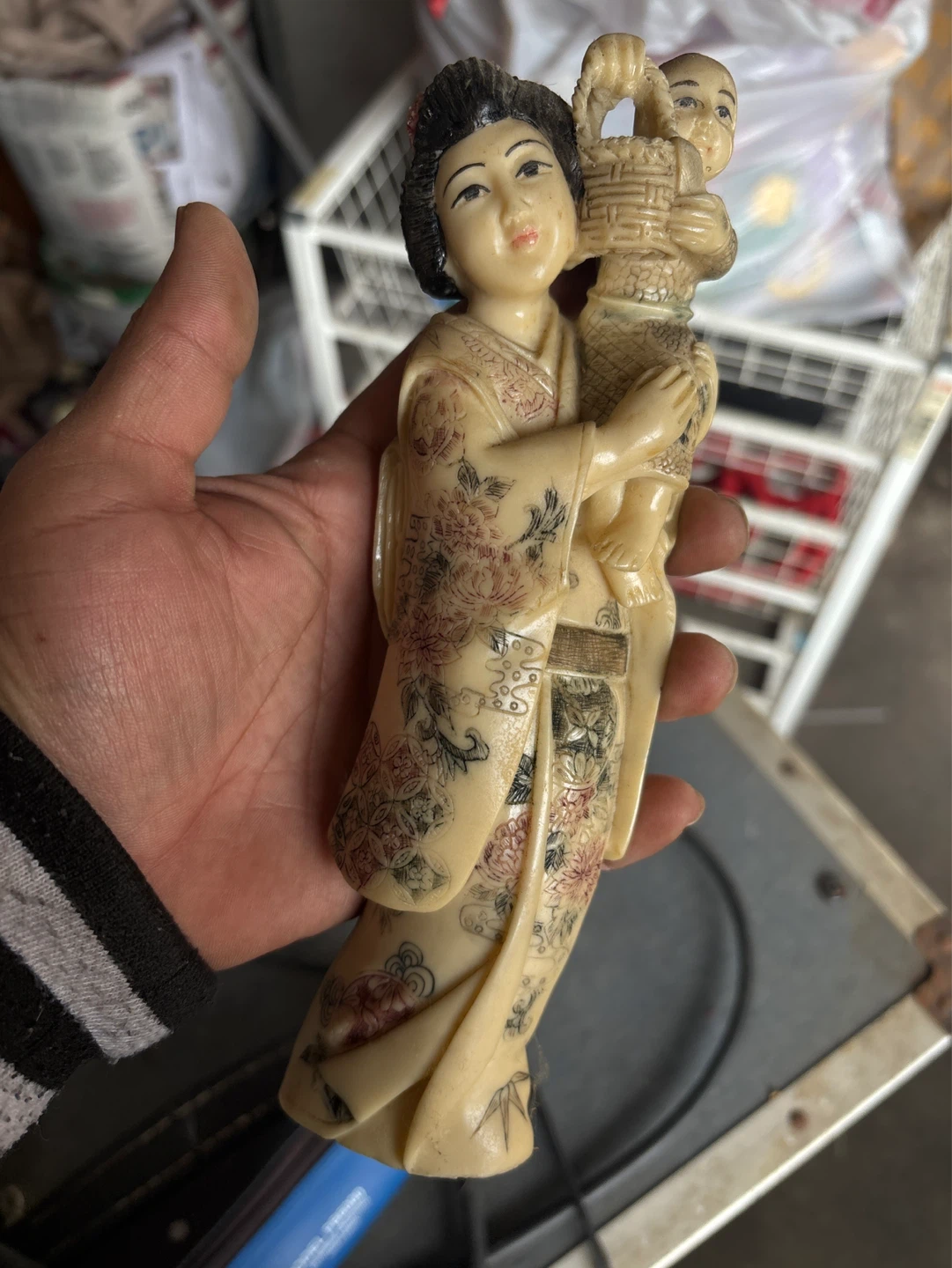 Vintage Figurine of Woman Holding Child