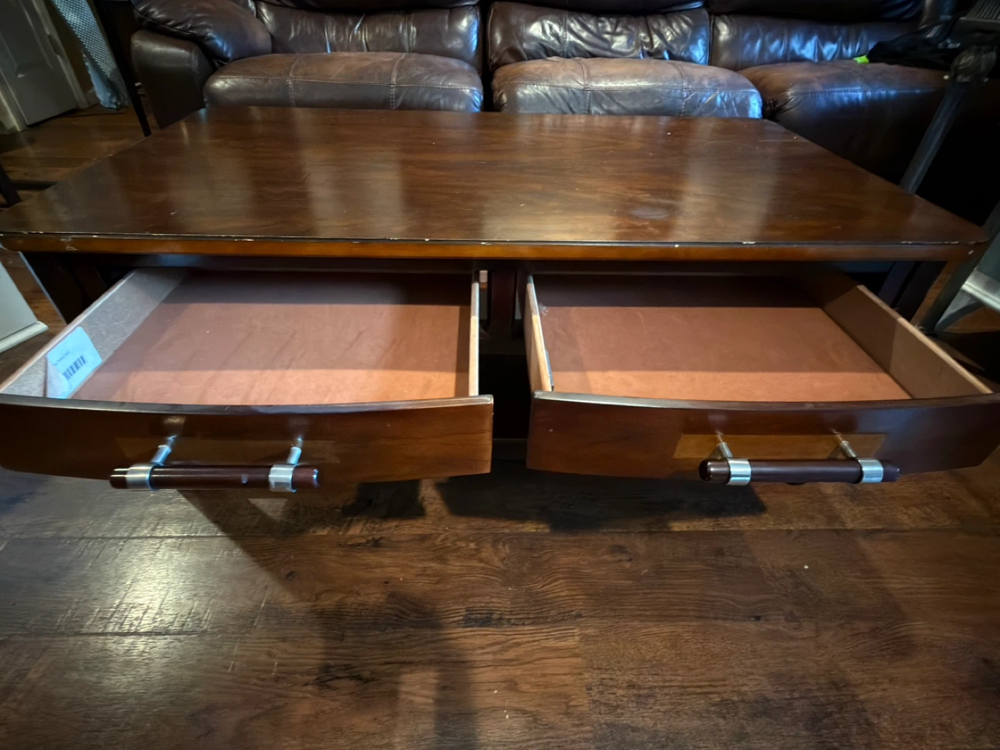 Dark Wood Coffee Table with Two Drawers - photo 2