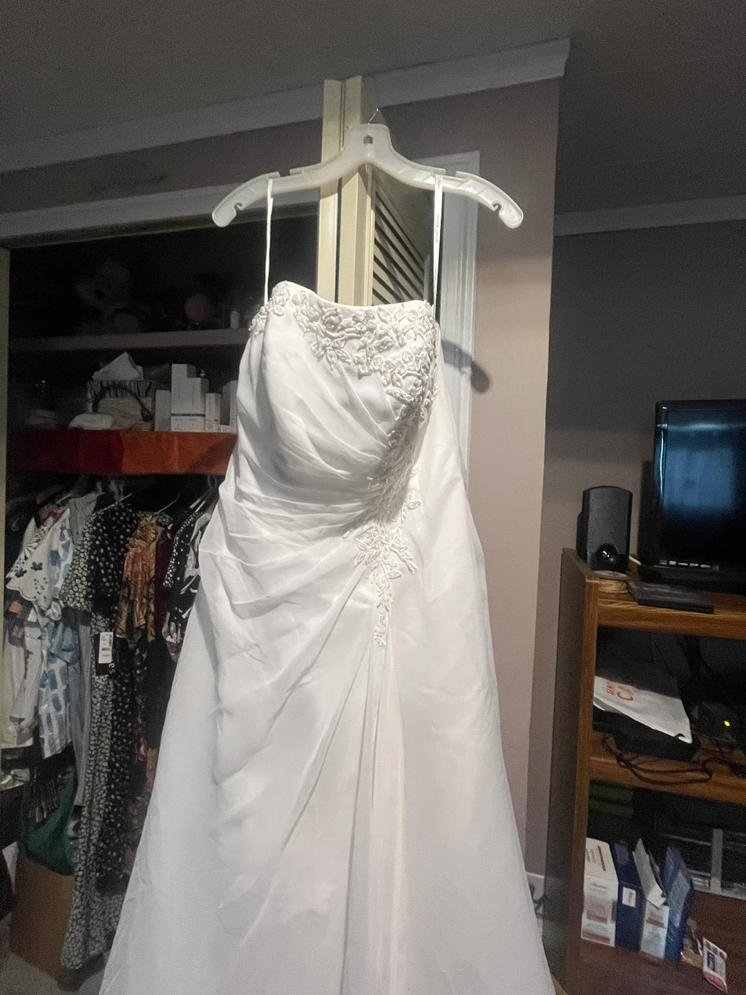 White Strapless Wedding Dress