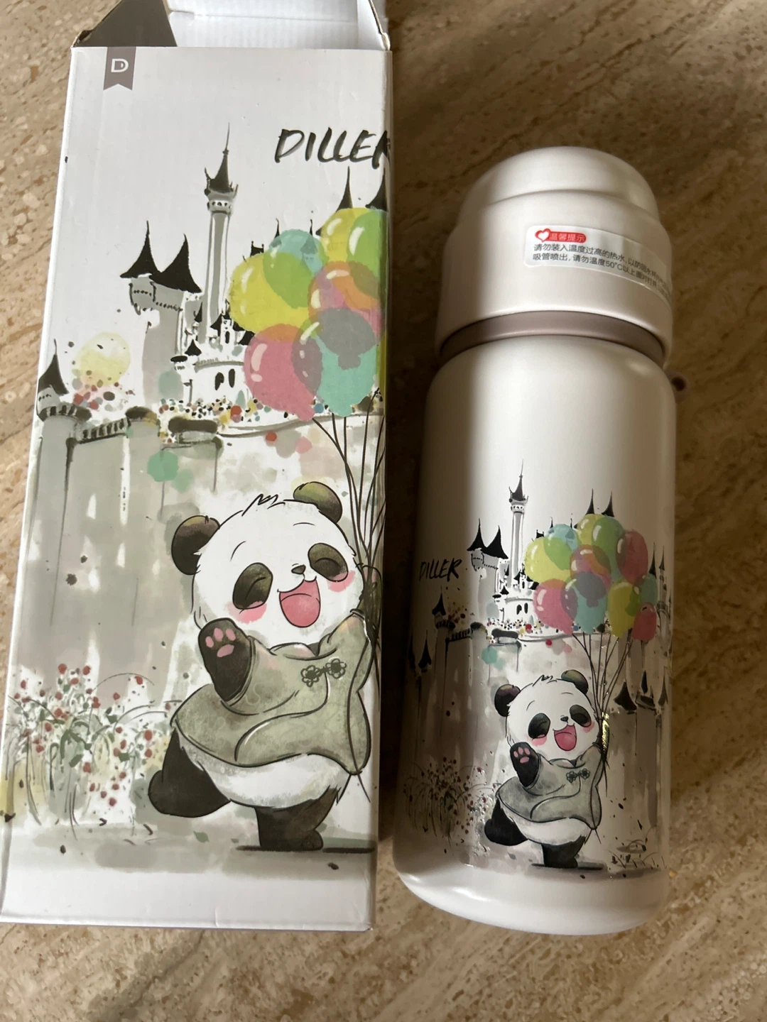 Diller Panda Thermos with Cup