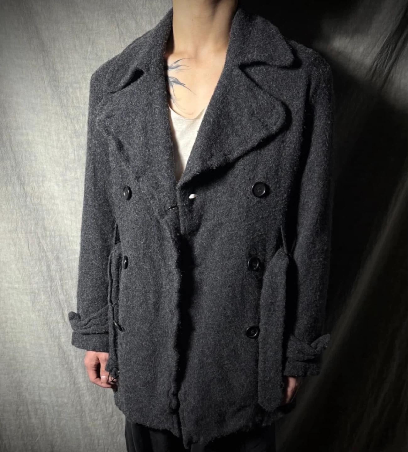 Comme des Garçons Homme Deux Double-Breasted Wool Coat - Size S - photo 3