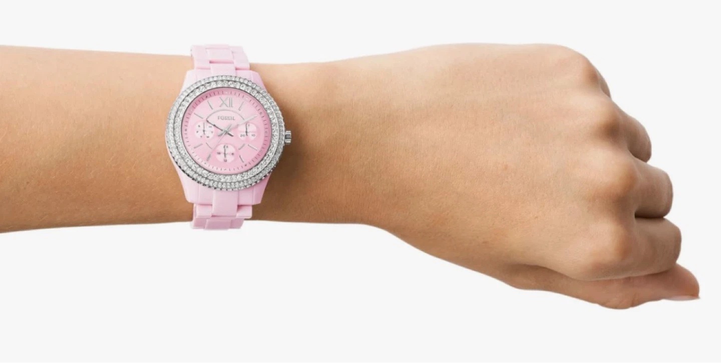 Fossil Pink Watch with Rhinestone Bezel - photo 3