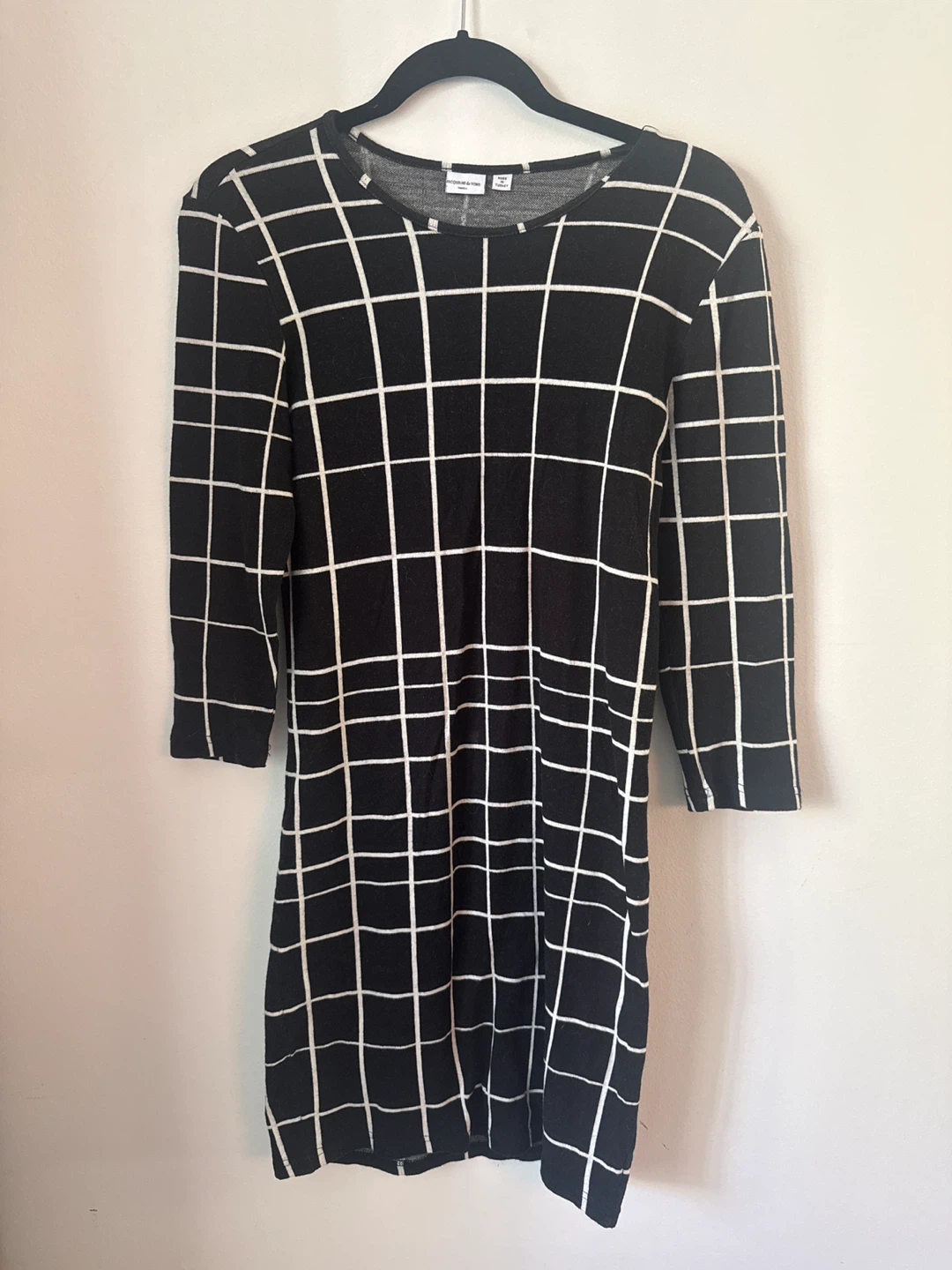 JACQUELINE de YONG Black & White Grid Dress - Small