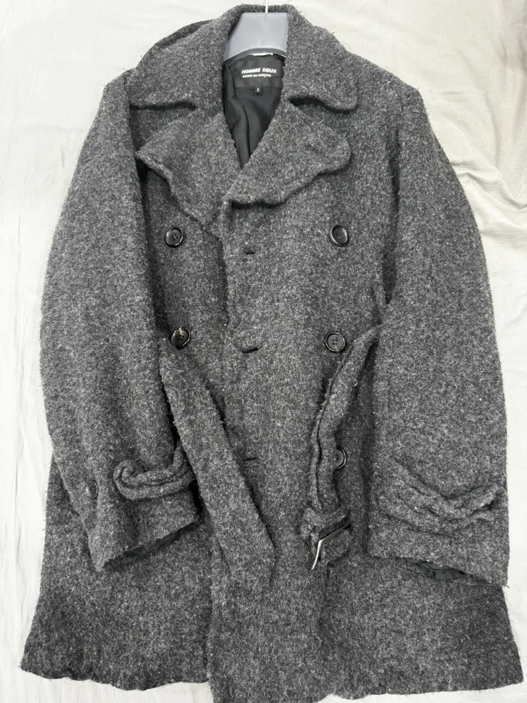 Comme des Garçons Homme Deux Double-Breasted Wool Coat - Size S - photo 4