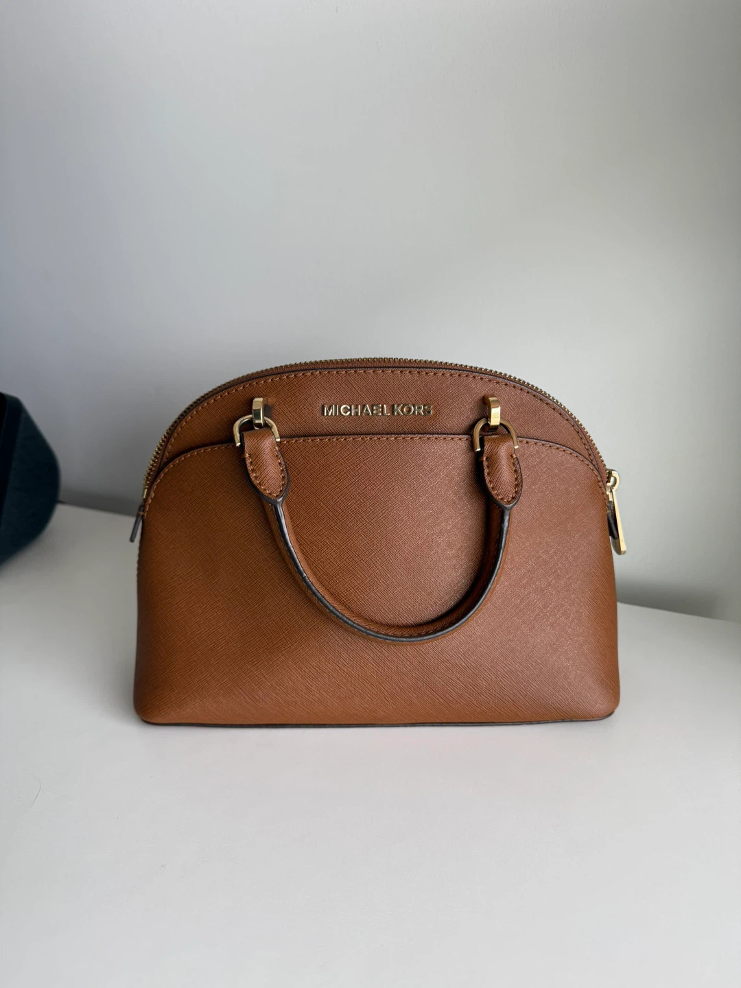 Michael Kors Brown Leather Dome Satchel Handbag