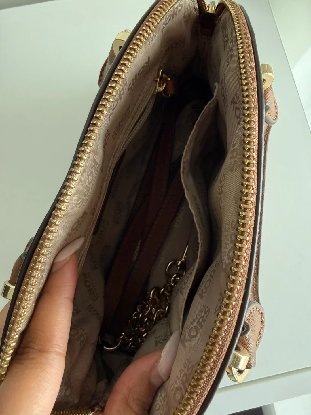 Michael Kors Brown Leather Dome Satchel Handbag - photo 4
