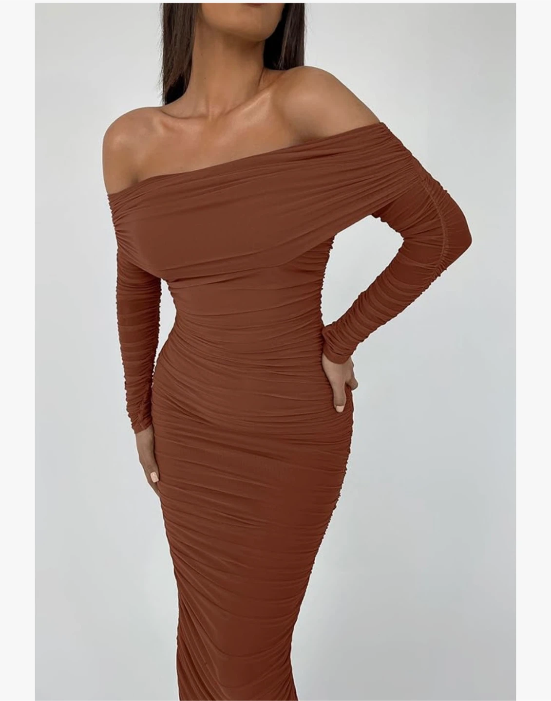 Off-the-Shoulder Ruched Maxi Dress size large - photo 3