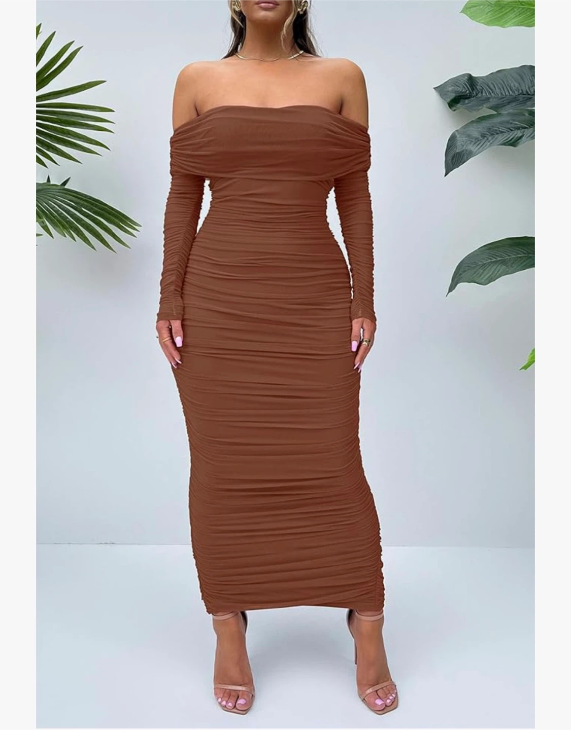Off-the-Shoulder Ruched Maxi Dress size large - photo 2
