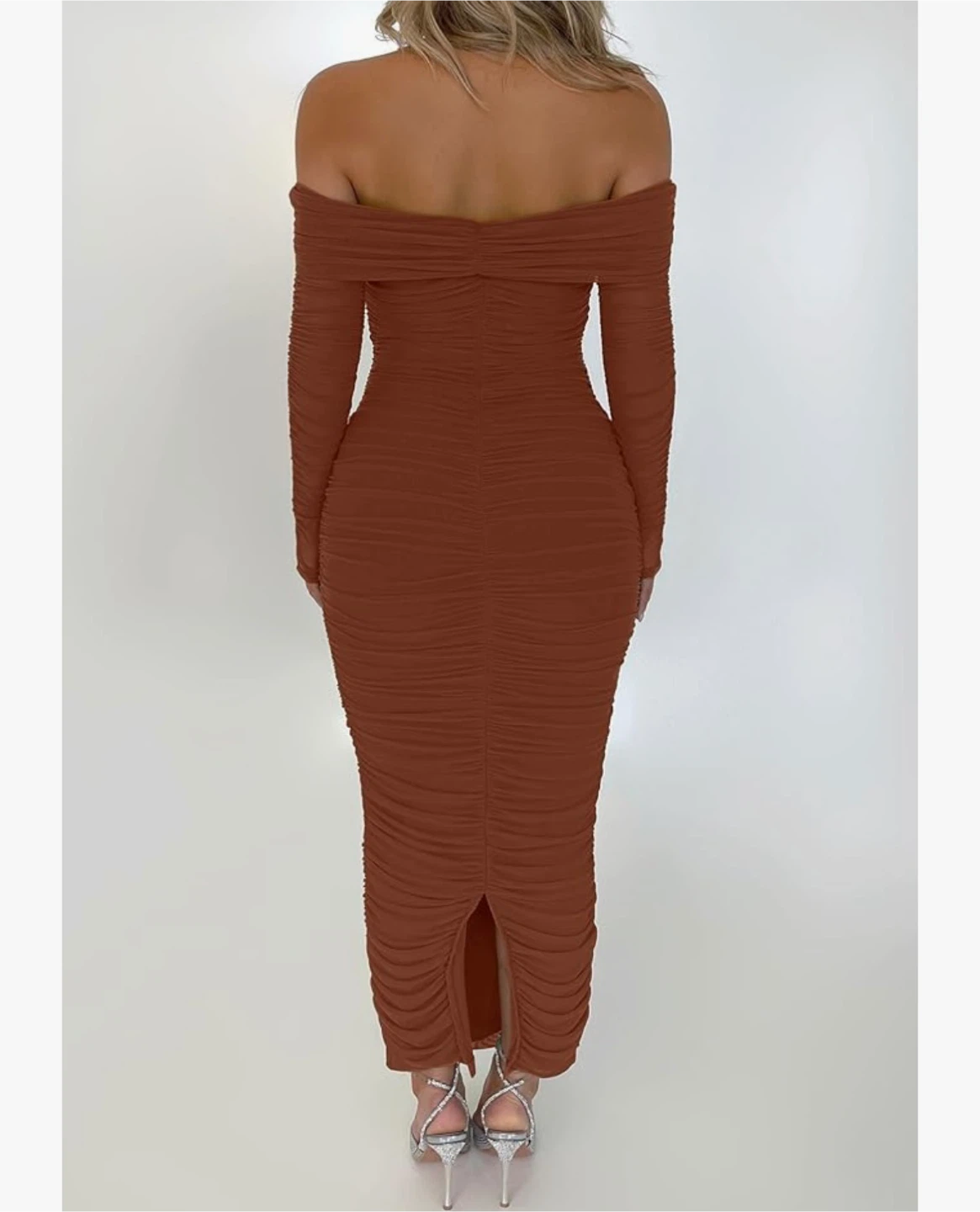 Off-the-Shoulder Ruched Maxi Dress size large - photo 5