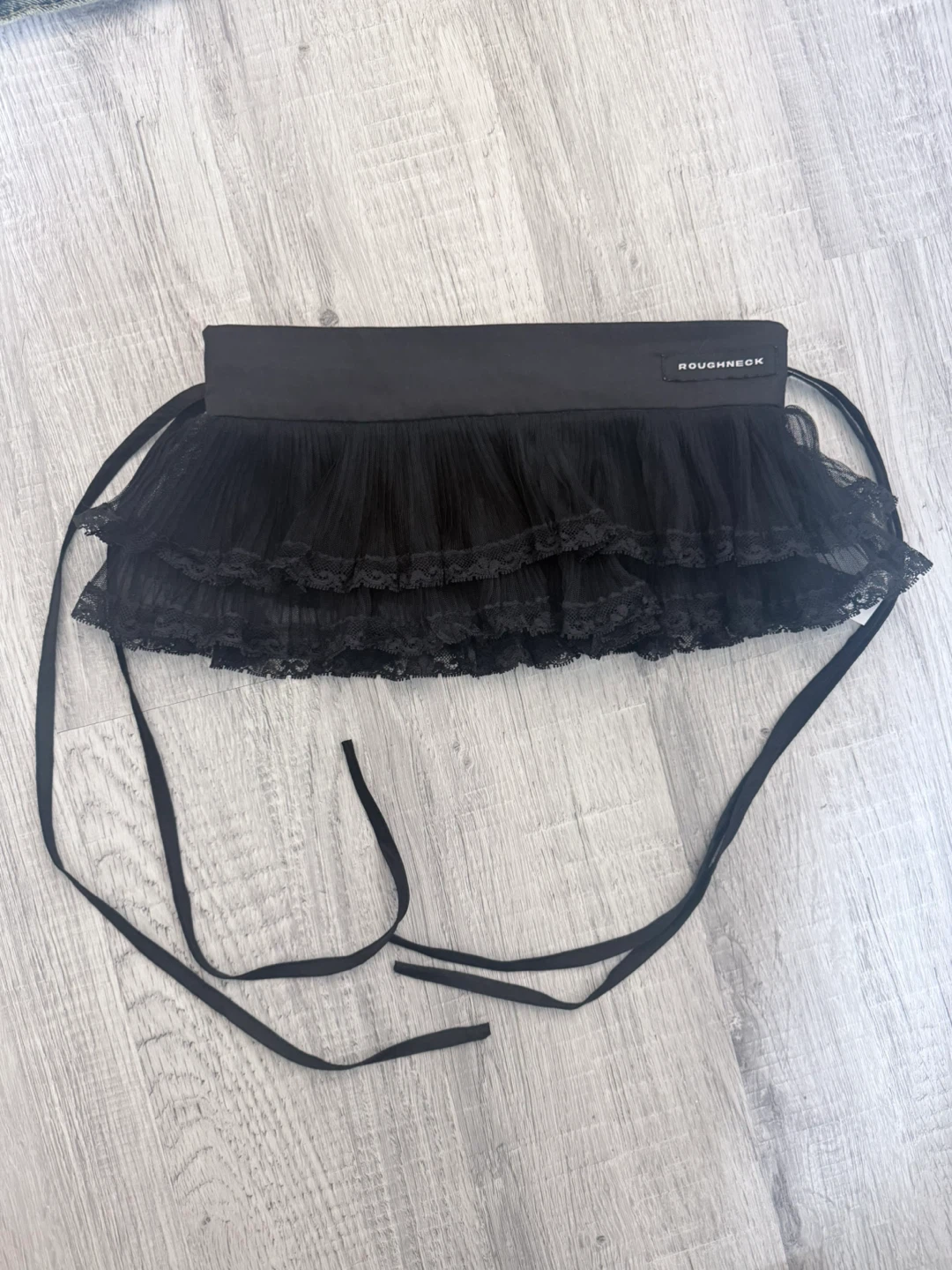 ROUGHNECK Black Tulle Ruffle Layered Accent Piece