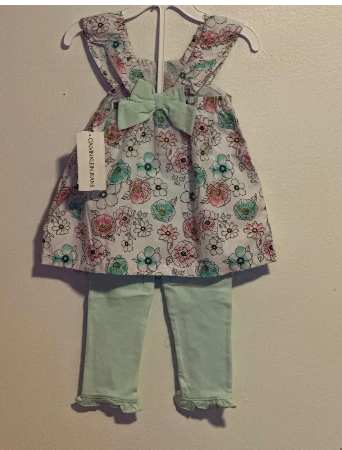 GIRLS 2PC CALVIN KLEIN LEGGINGS (SIZE:24 MONTHS) :