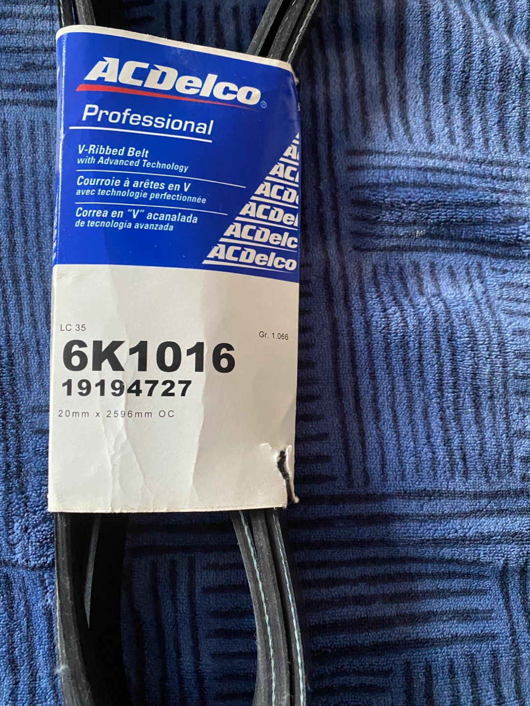 ACDelco Professional V-Ribbed Belt 6K1016