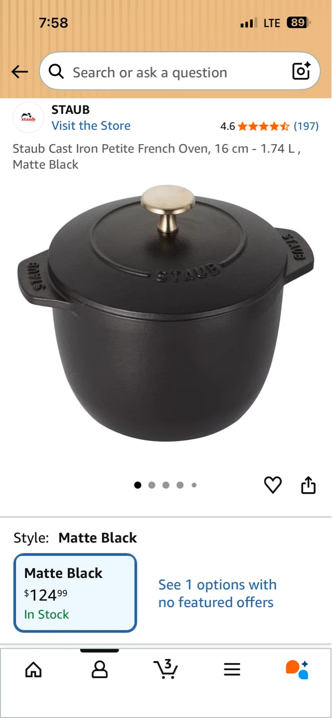 Staub Cast Iron Petite French Oven - 16 cm, Matte Black