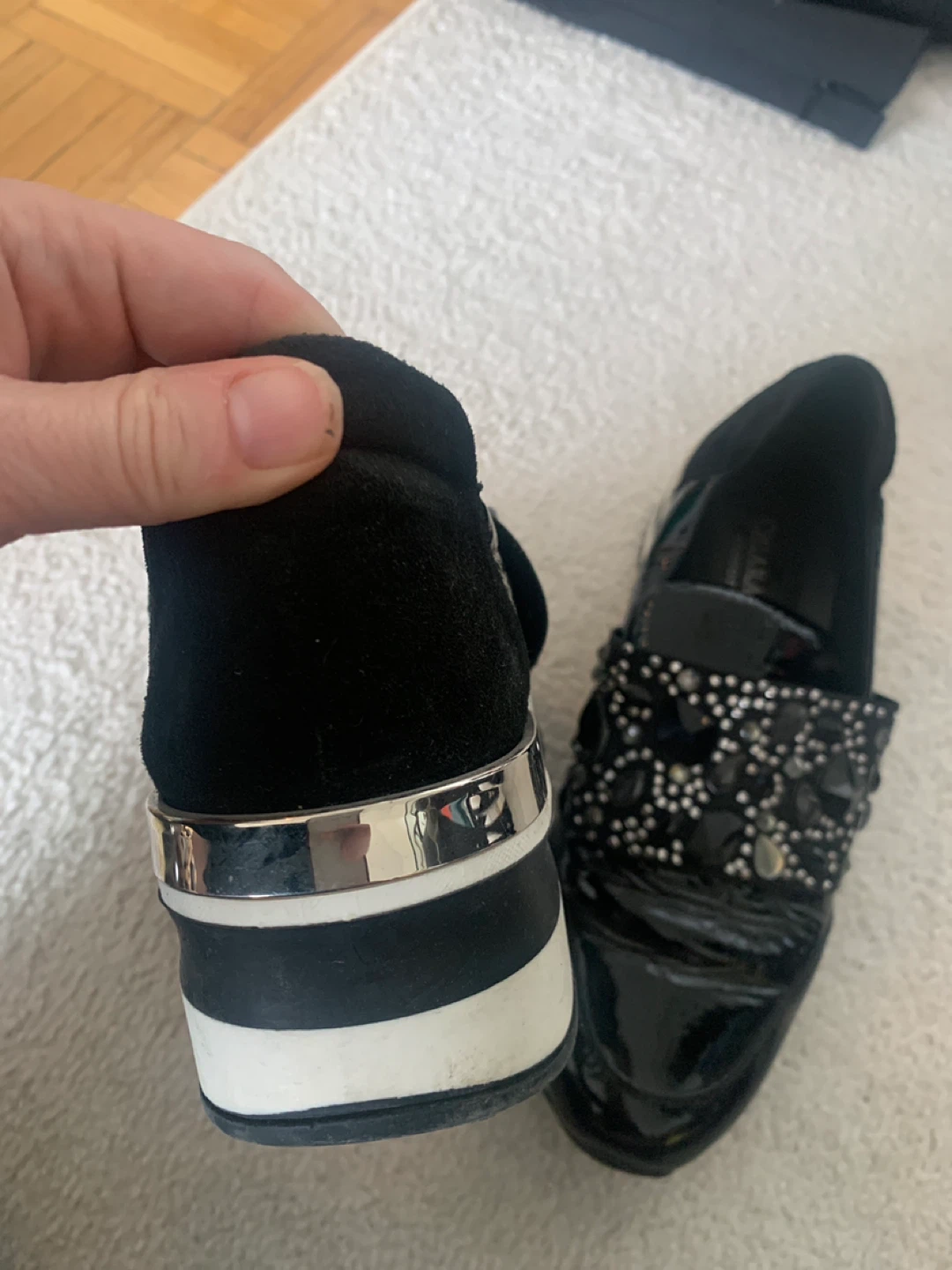 Chiara Pasquini Black Patent Embellished Sneakers Size 36 - photo 3