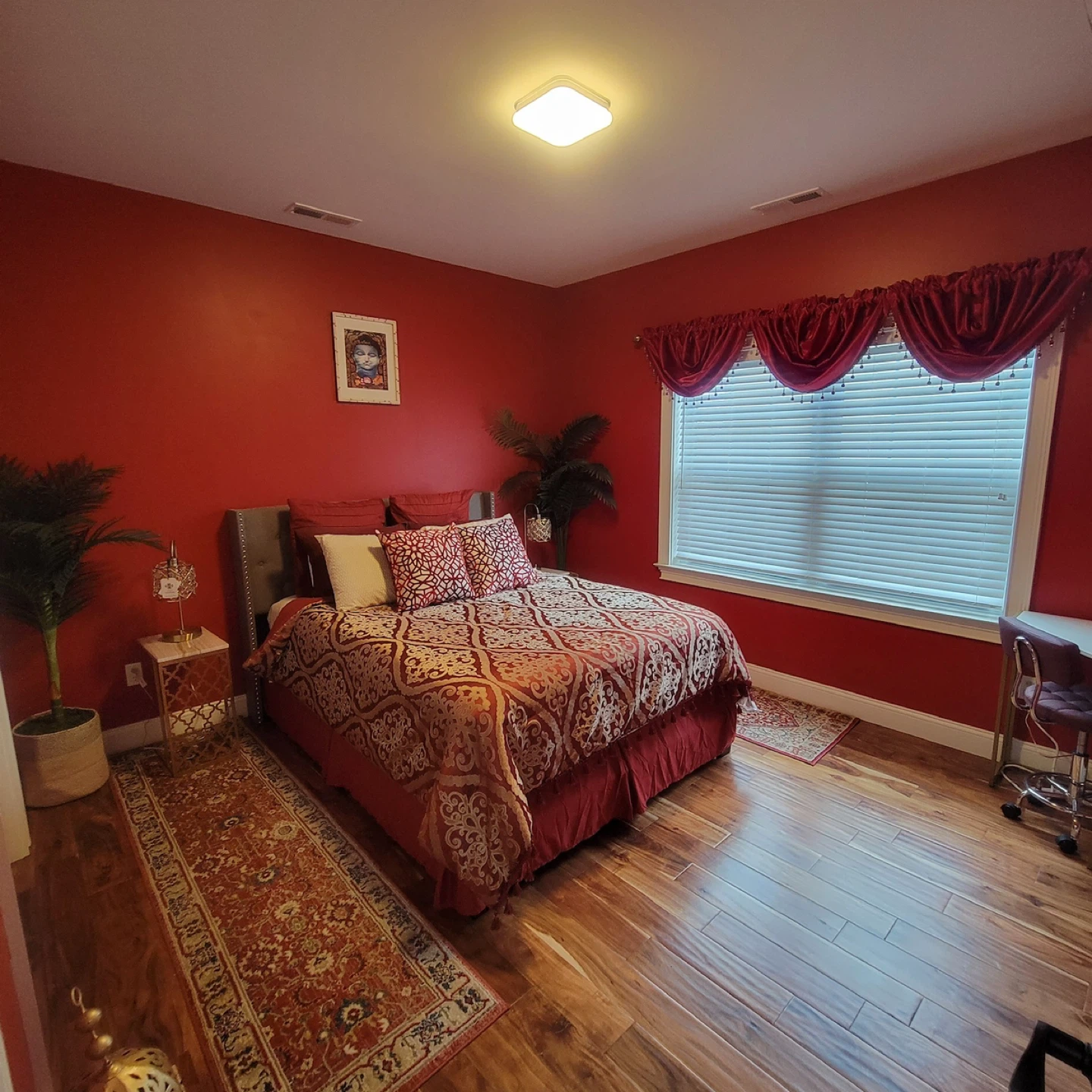 Queen size gray bed frame includes a metal box spring.