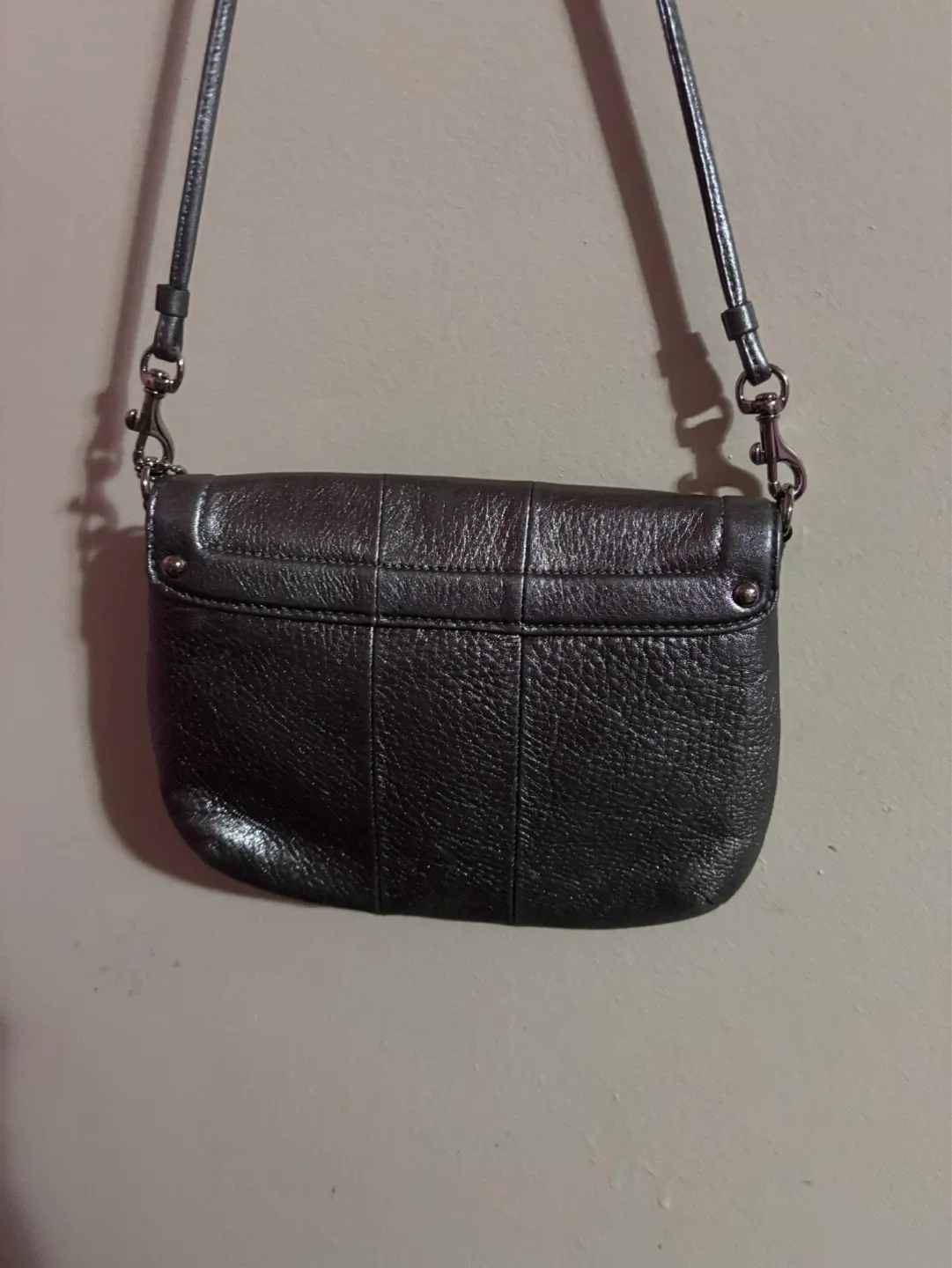 Coach Leather Crossbody Bag - Metallic Pewter - photo 3