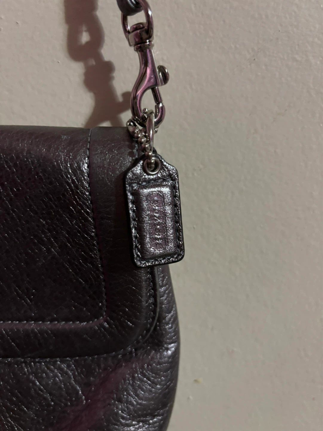 Coach Leather Crossbody Bag - Metallic Pewter - photo 2