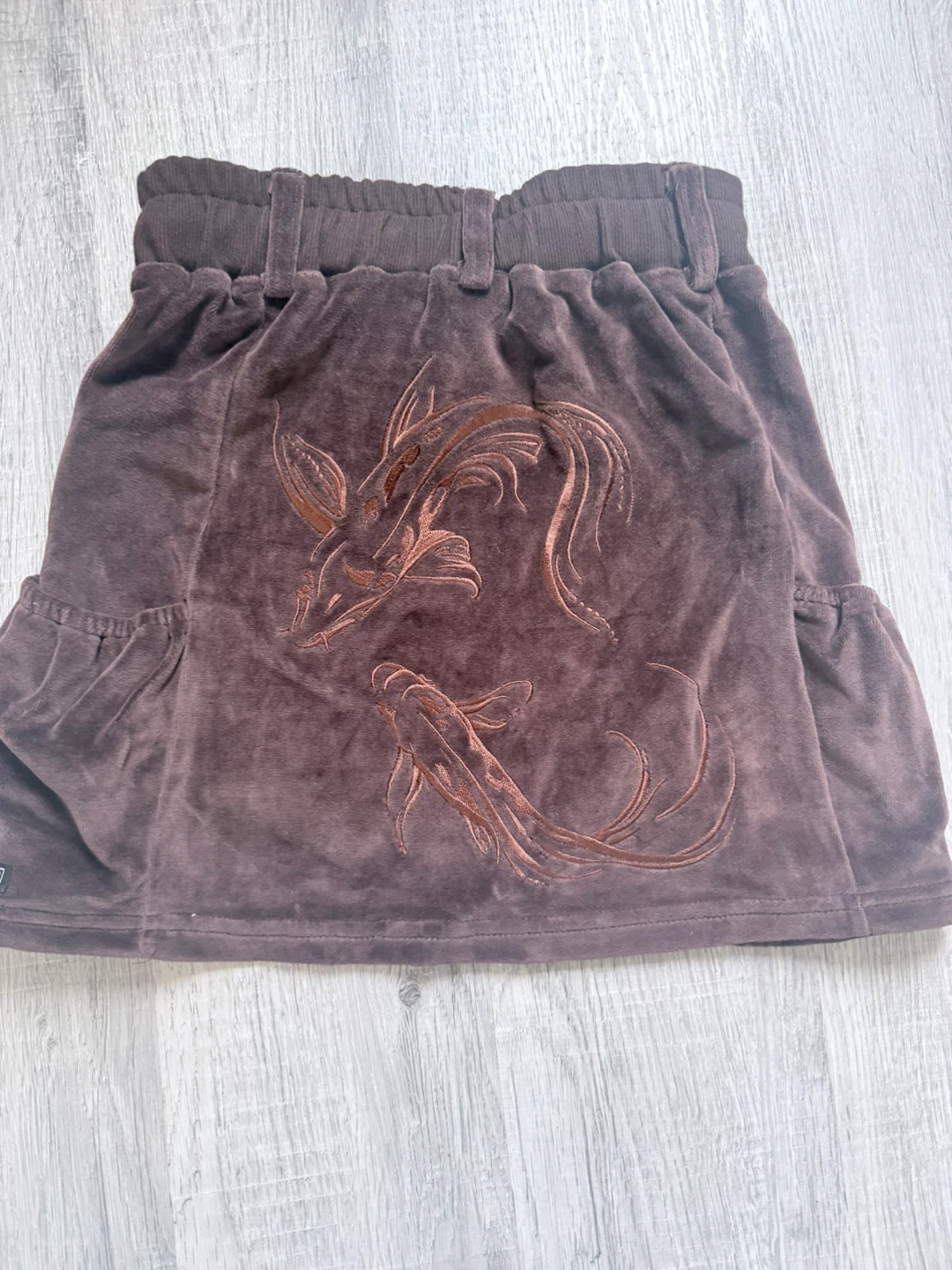 Sculptor Velour Skirt with Koi Embroidery