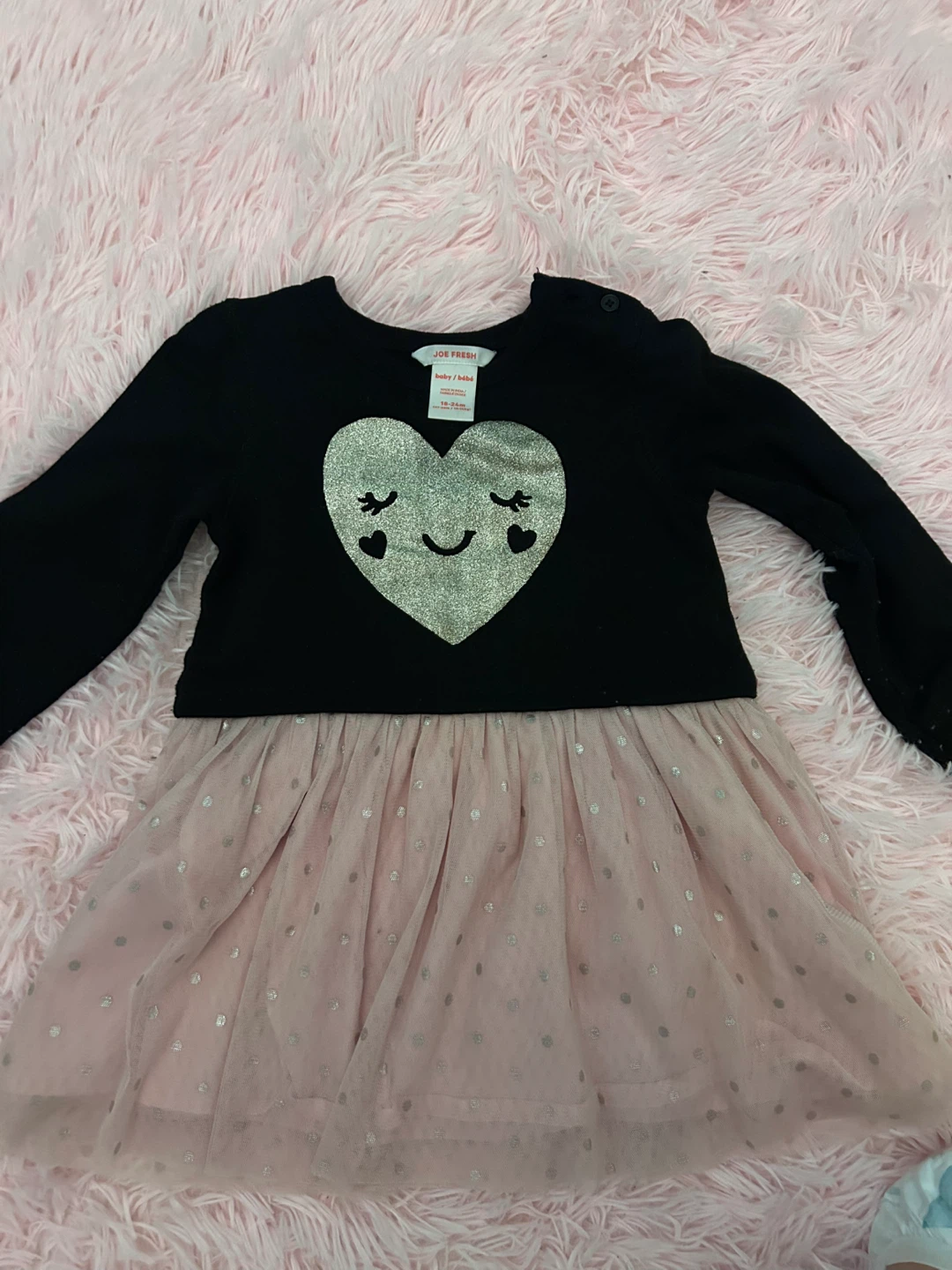 Joe Fresh Baby Dress - Black Heart Tulle Skirt - 18-24 Months