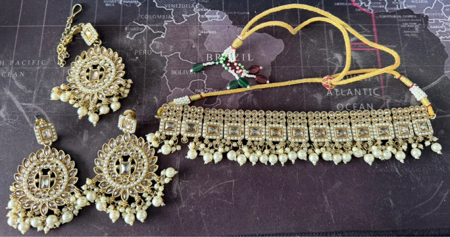 Indian Jewellery Set - Necklace, Earrings & Tikka