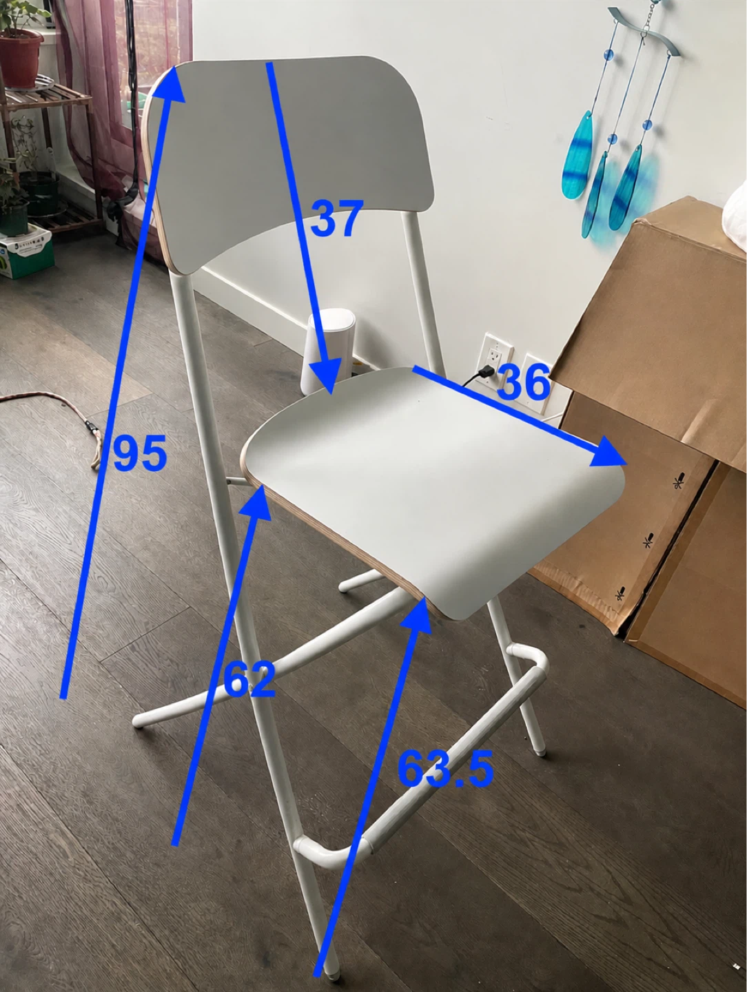 IKEA FRANKLIN Counter-Height Bar Stool with Back – White - photo 2