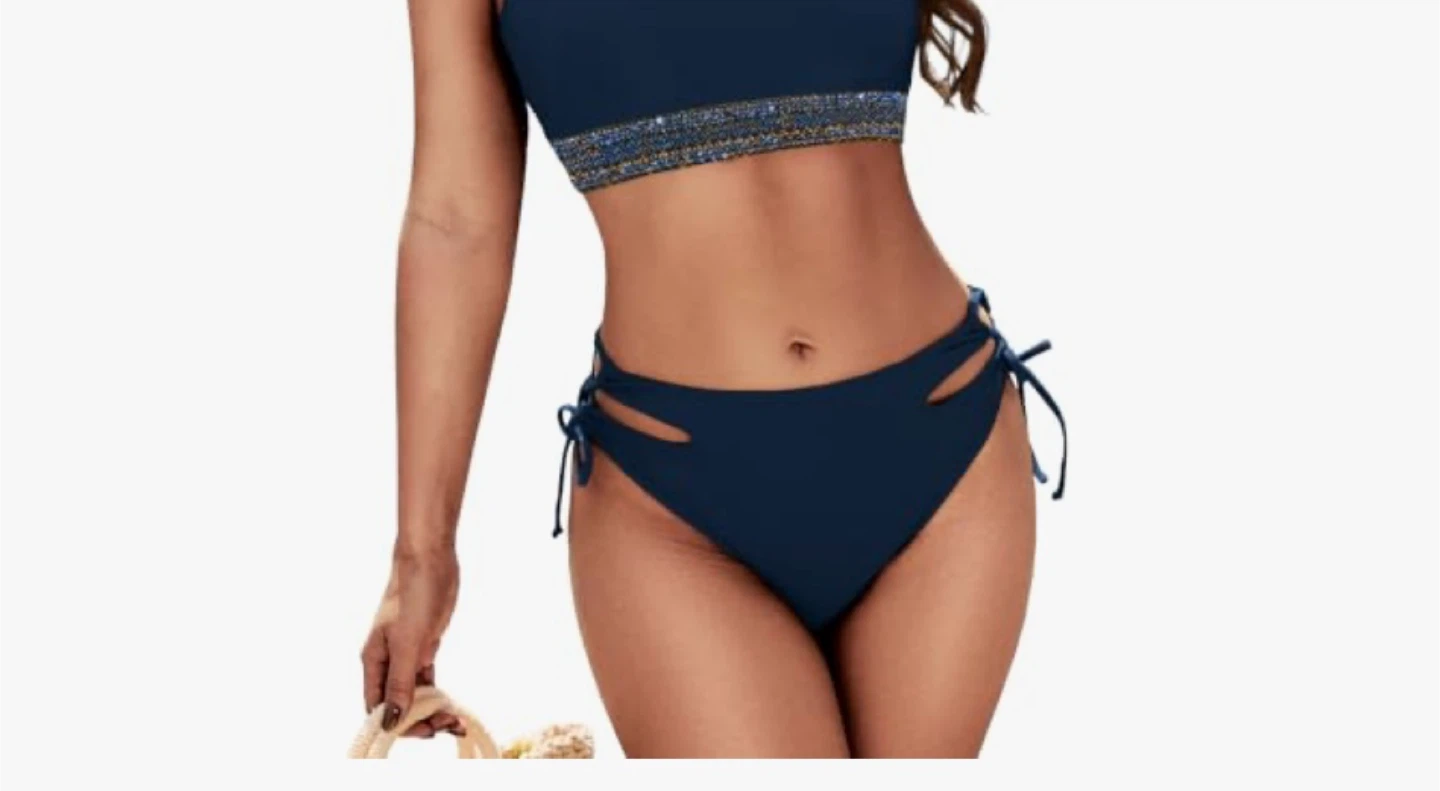 ZILCREMO Women's Navy One-Shoulder Bikini Set - photo 5