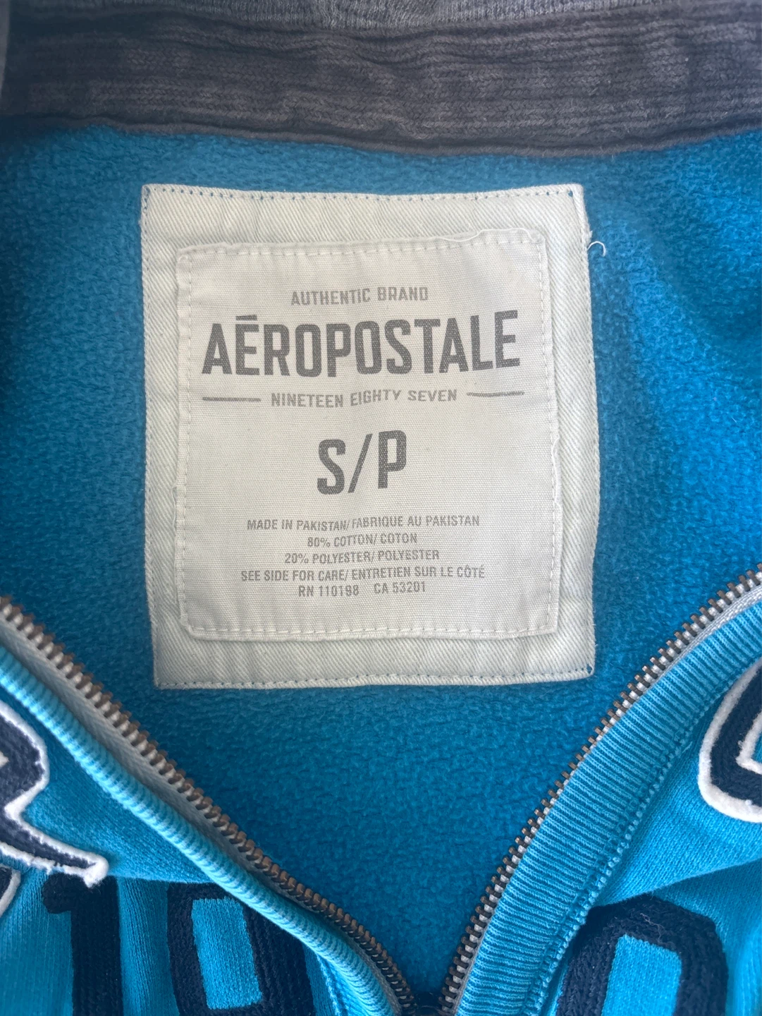 Aeropostale Blue Zip-Up Hoodie - Size S/P - photo 2