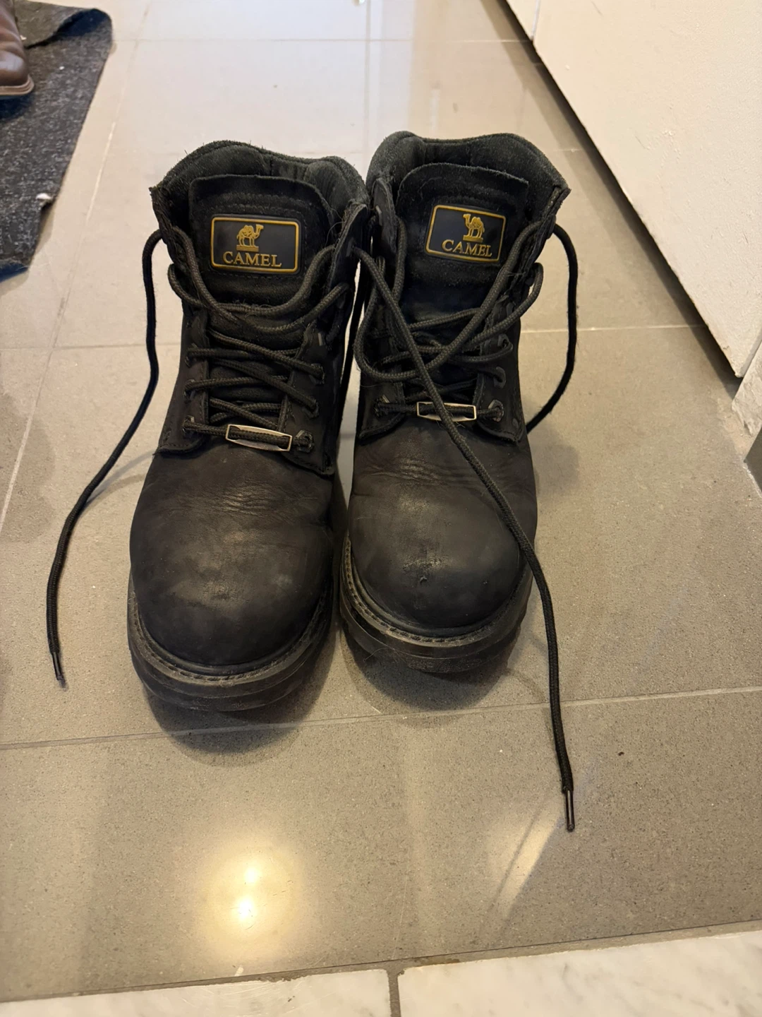 Camel black combat boots - size 9