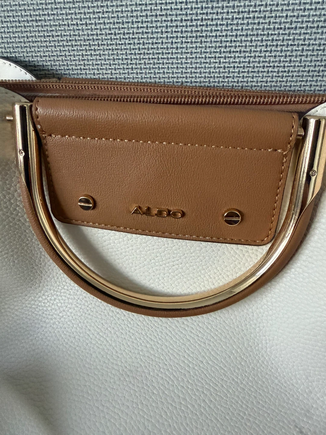 ALDO White & Brown Satchel Handbag