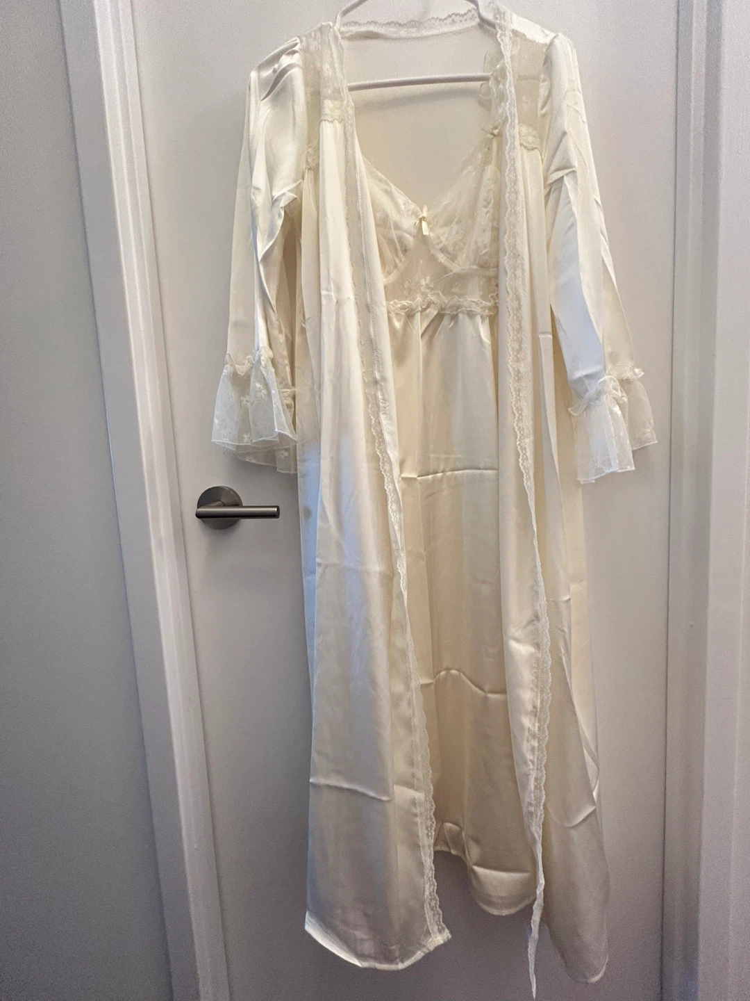 NEW- Cream Satin Nightgown and Robe Set - photo 2
